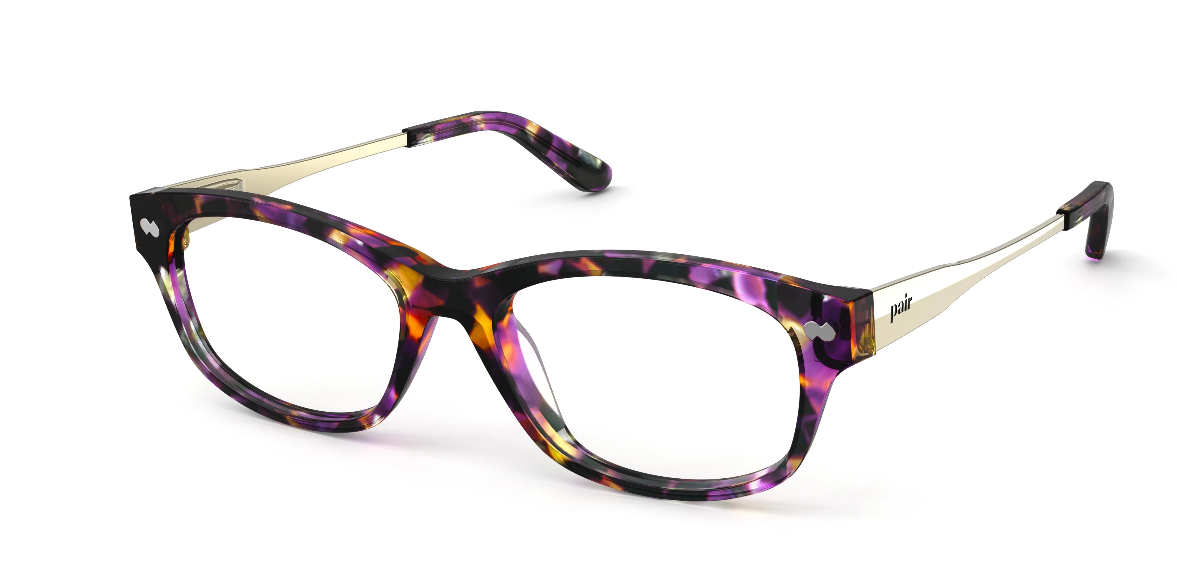 The Addison - Purple Confetti Tortoise Acetate Gold Metal