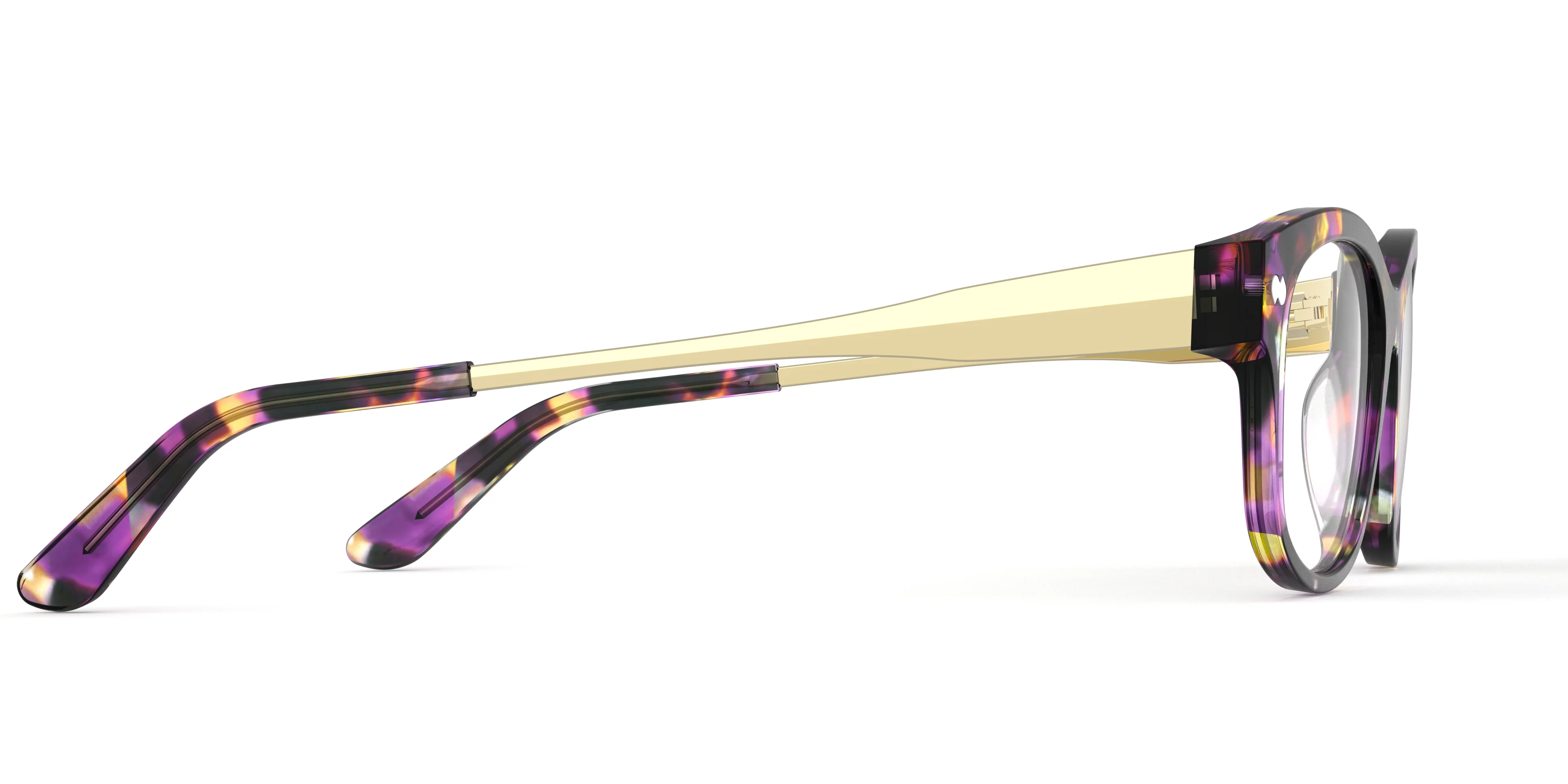 The Addison - Purple Confetti Tortoise Acetate Gold Metal - Image 3