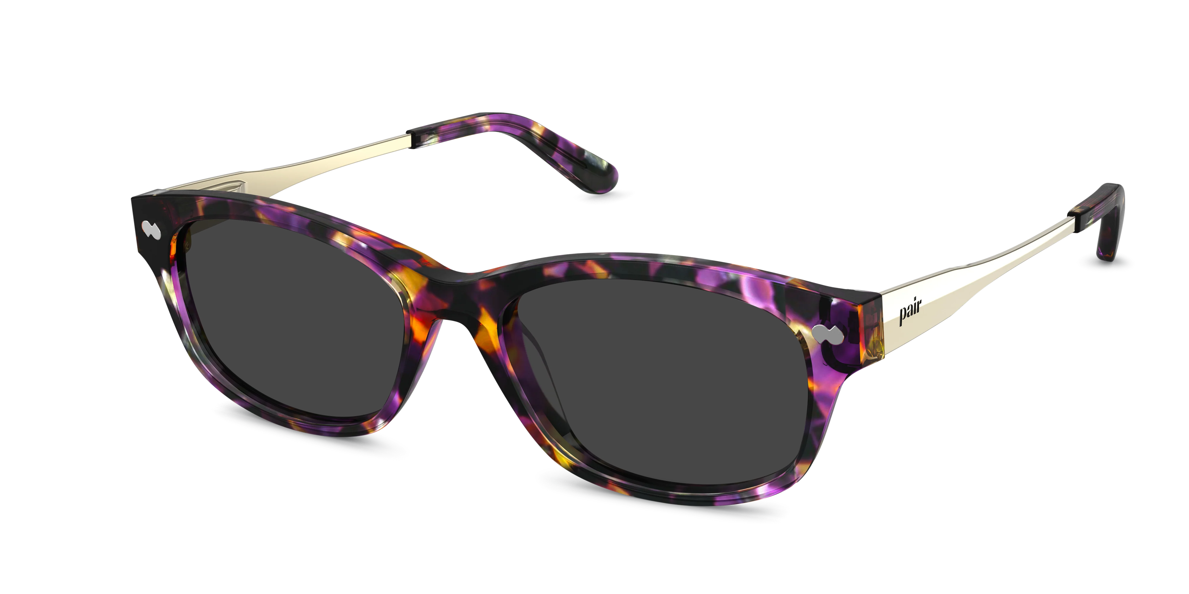 The Addison - Purple Confetti Tortoise Acetate Gold Metal Sun