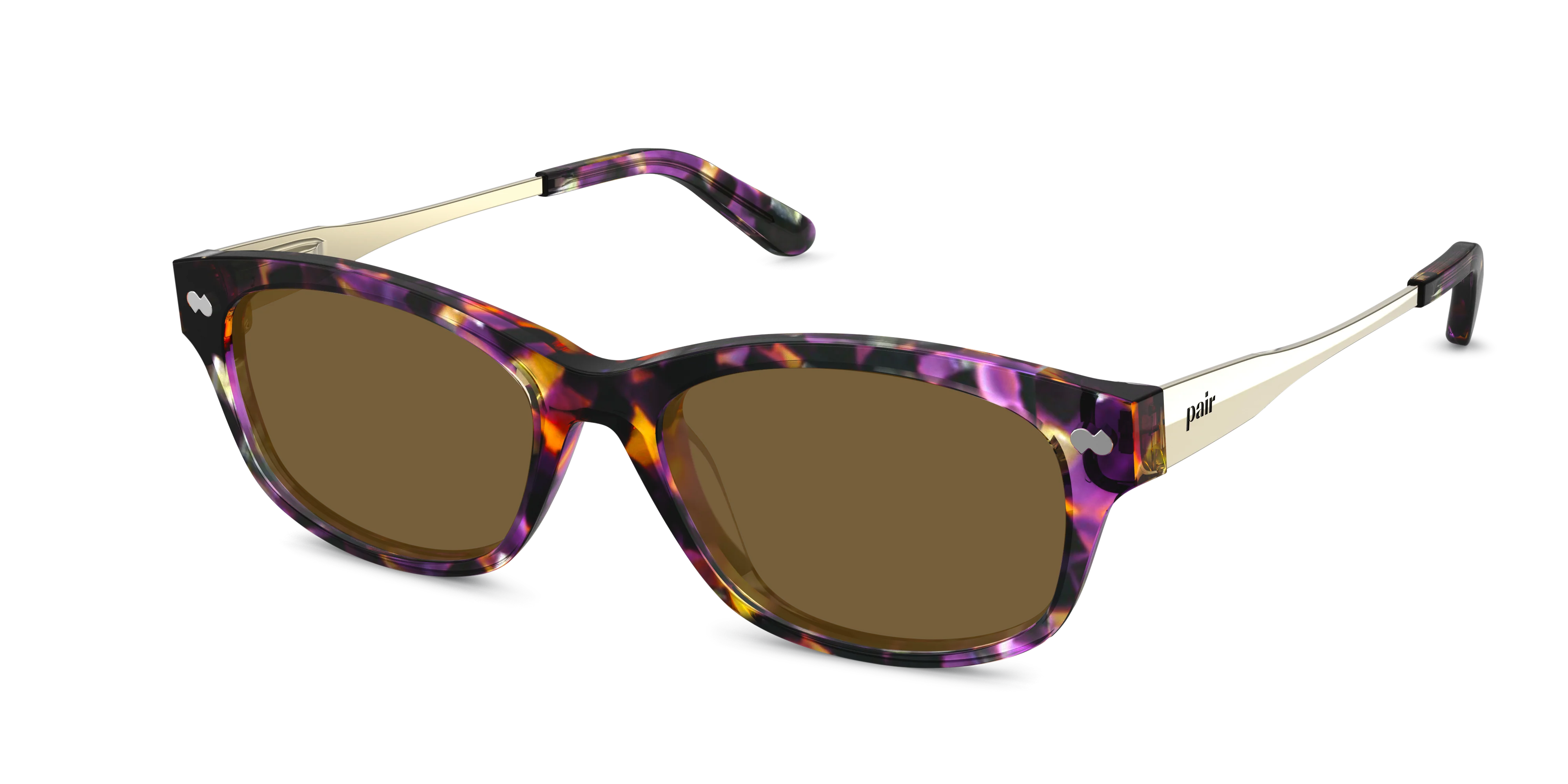 The Addison - Purple Confetti Tortoise Acetate Gold Metal Sun - Image 2