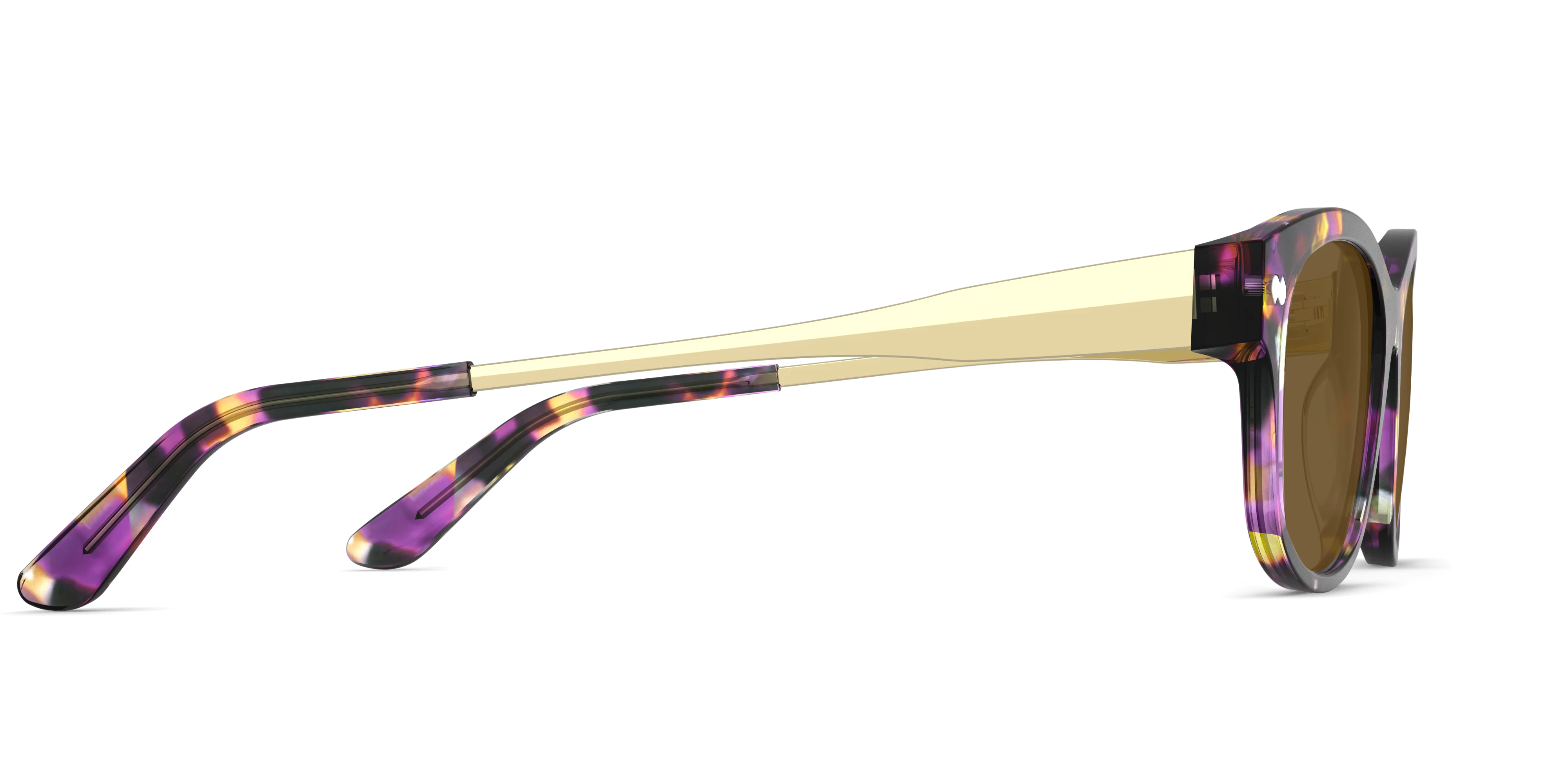The Addison - Purple Confetti Tortoise Acetate Gold Metal Sun - Image 6