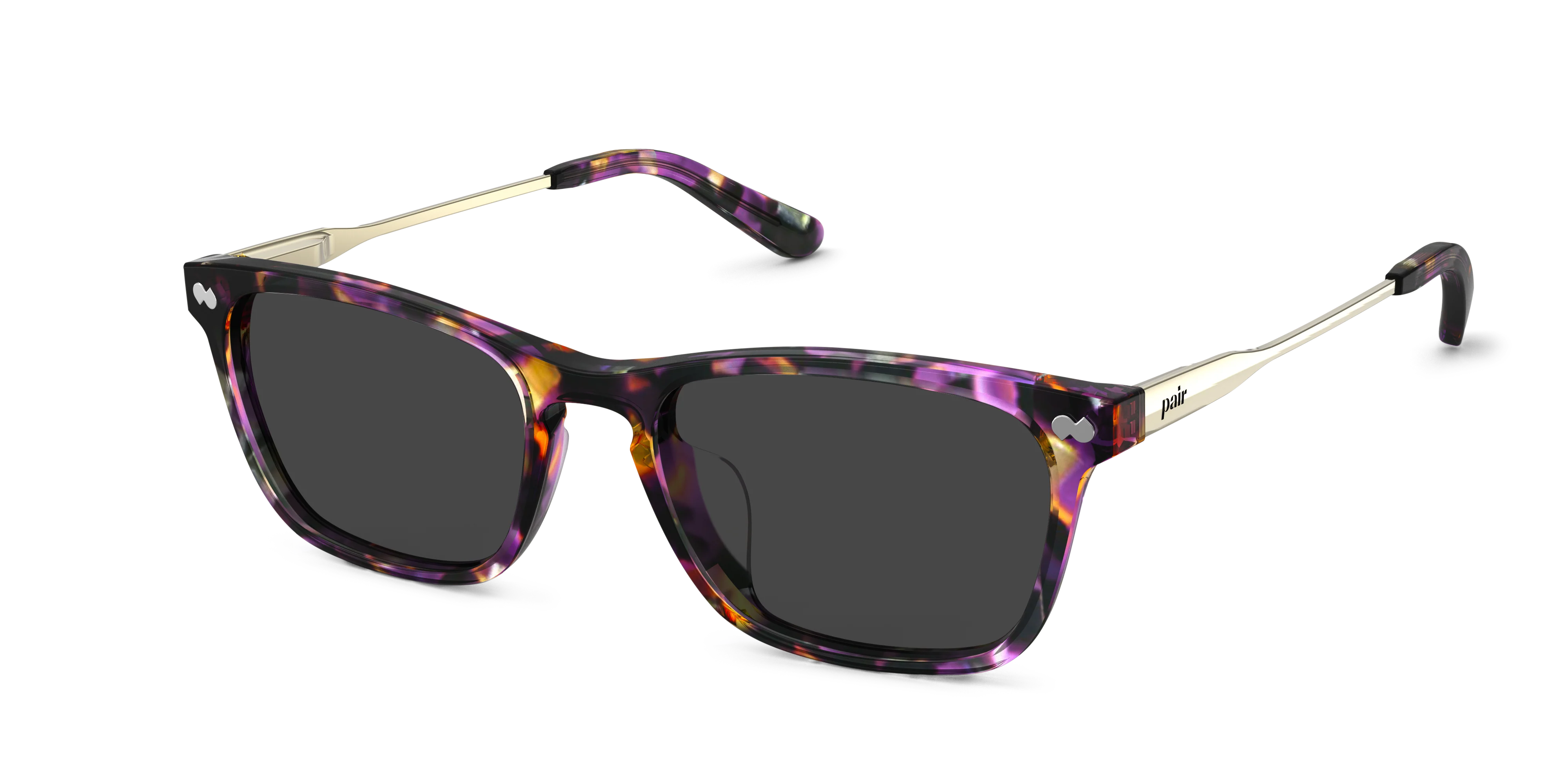 The Casper - Purple Confetti Tortoise Acetate Gold Metal Sun