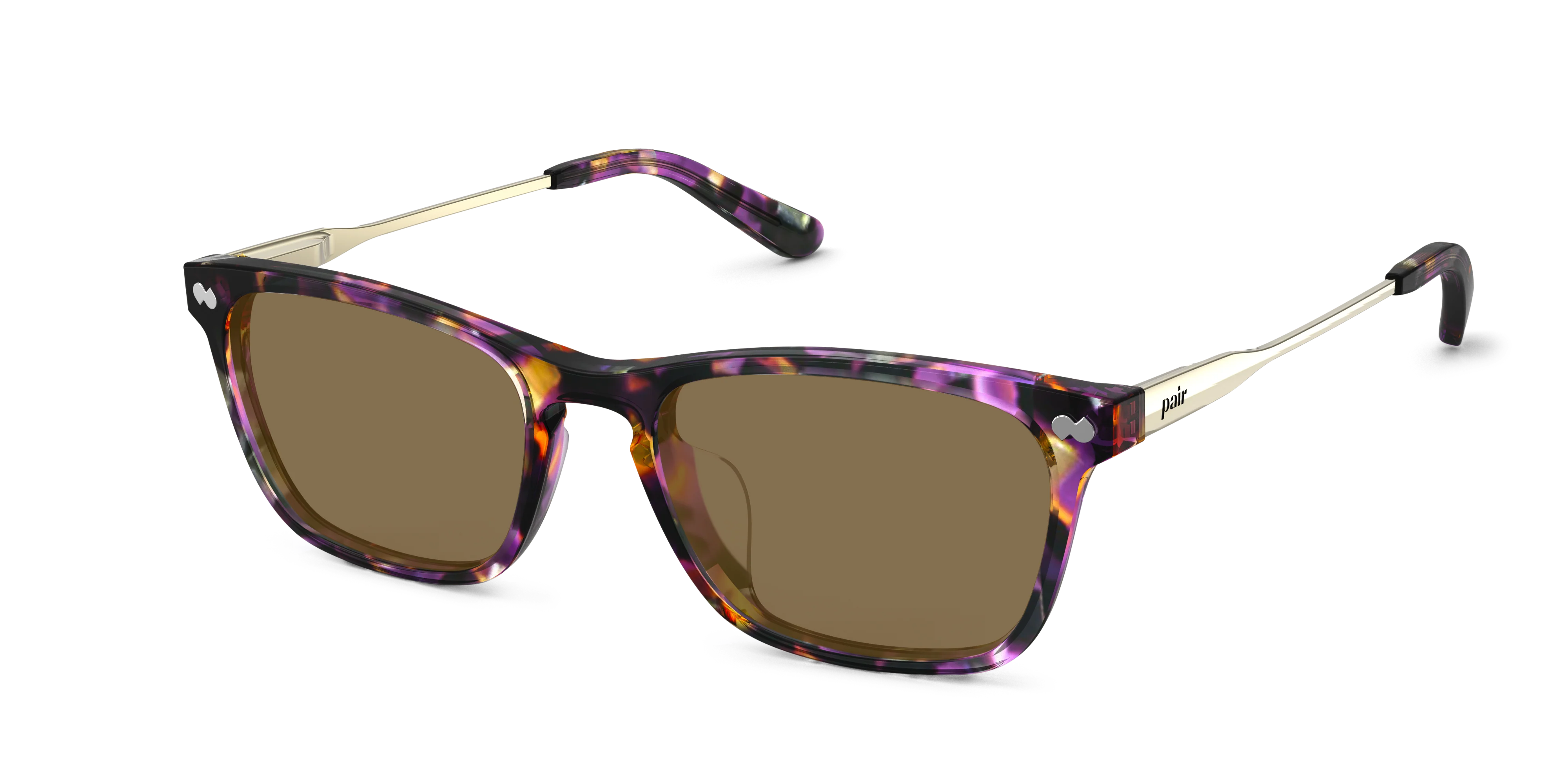 The Casper - Purple Confetti Tortoise Acetate Gold Metal Sun - Image 2