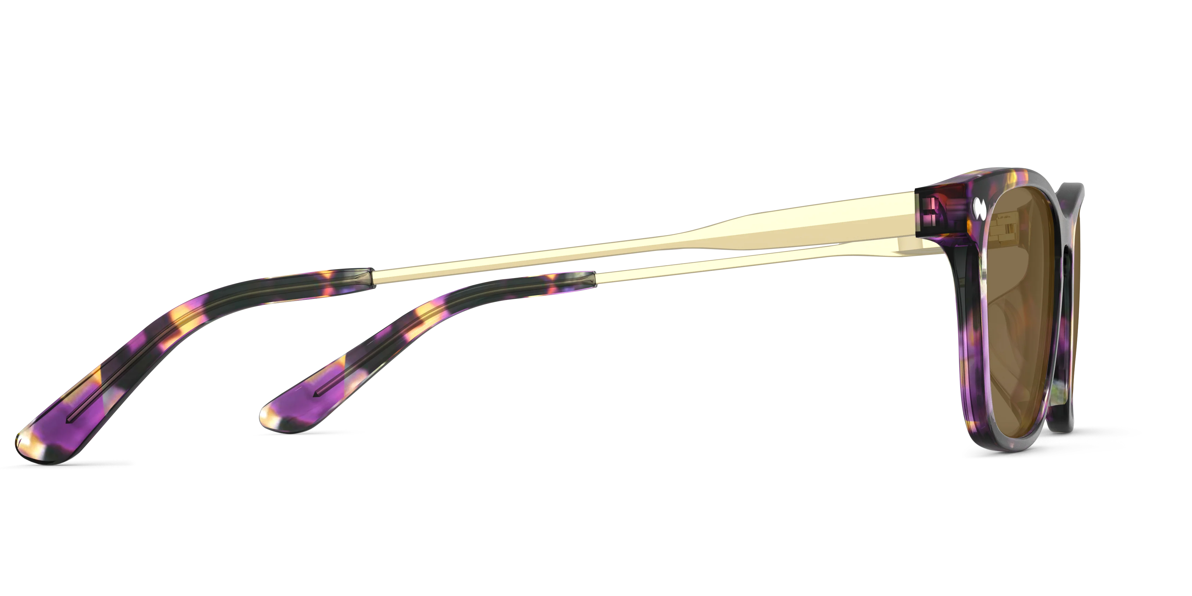 The Casper - Purple Confetti Tortoise Acetate Gold Metal Sun - Image 6