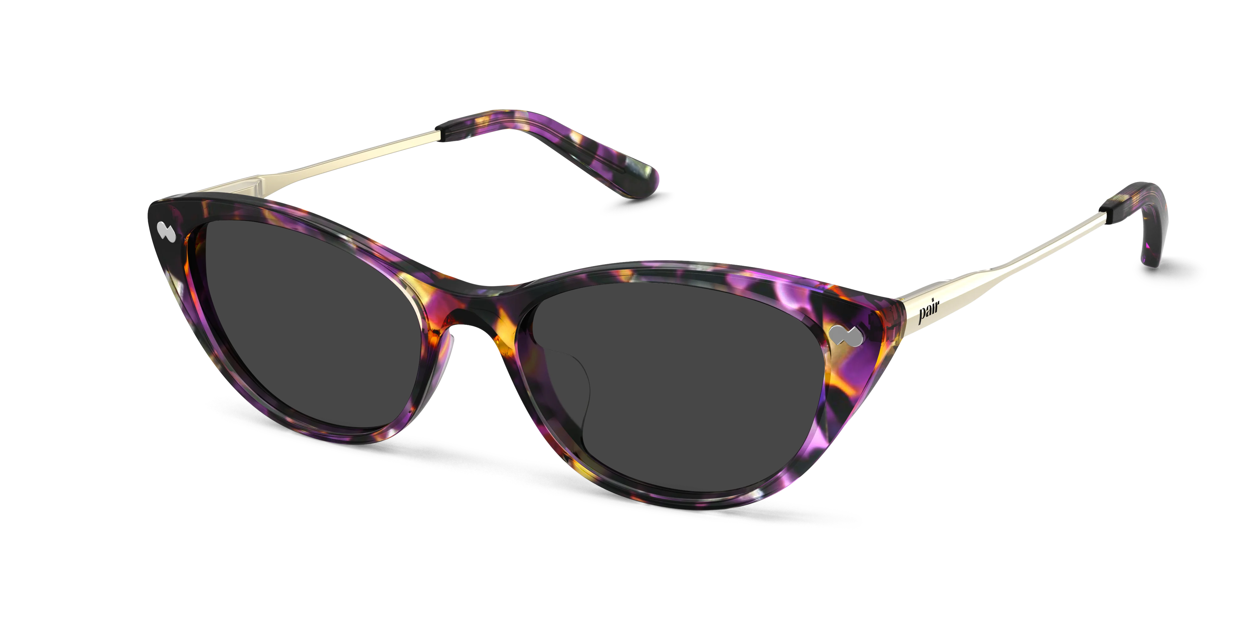 The ella - Purple Confetti Tortoise Acetate Gold Metal Sun