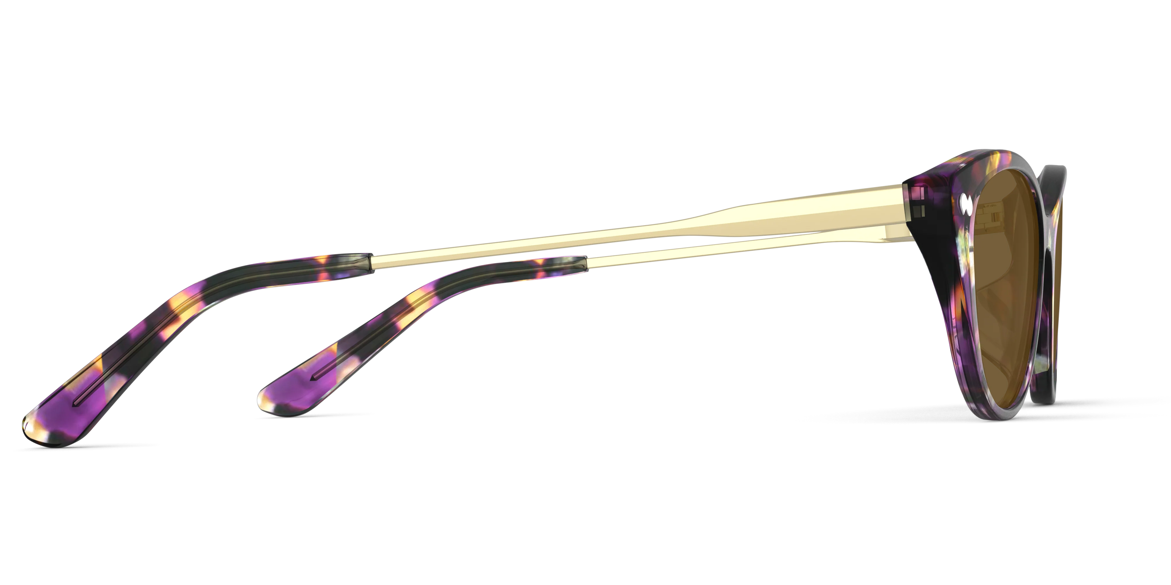 The ella - Purple Confetti Tortoise Acetate Gold Metal Sun - Image 6