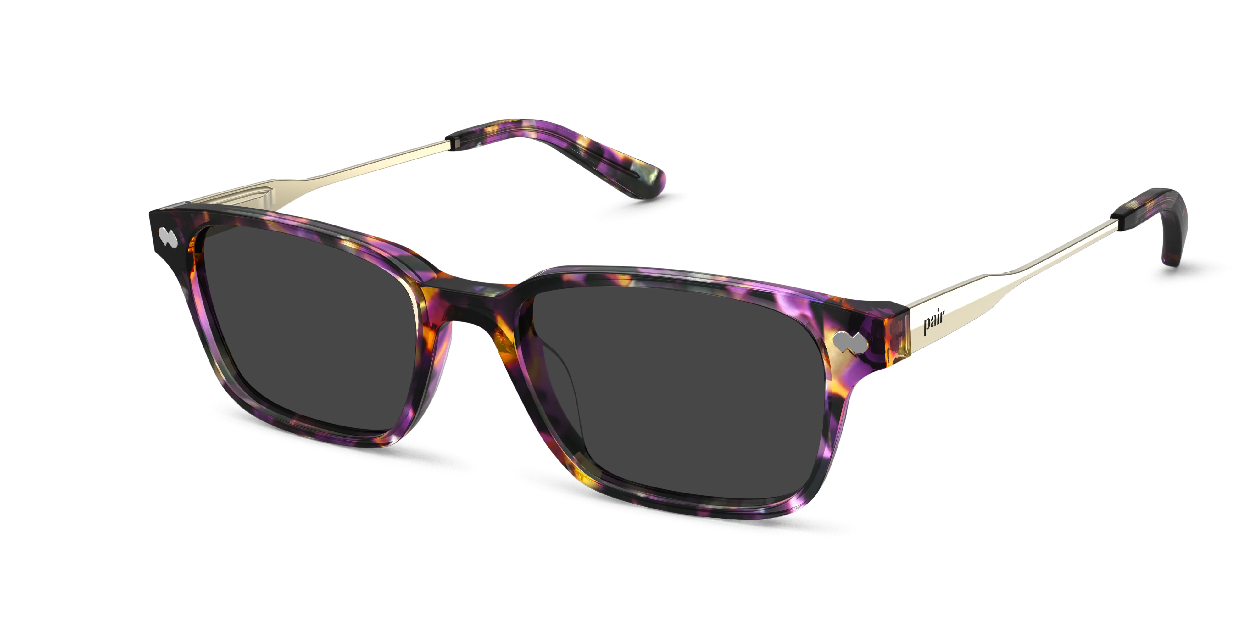 The Finley - Purple Confetti Tortoise Acetate Gold Metal Sun