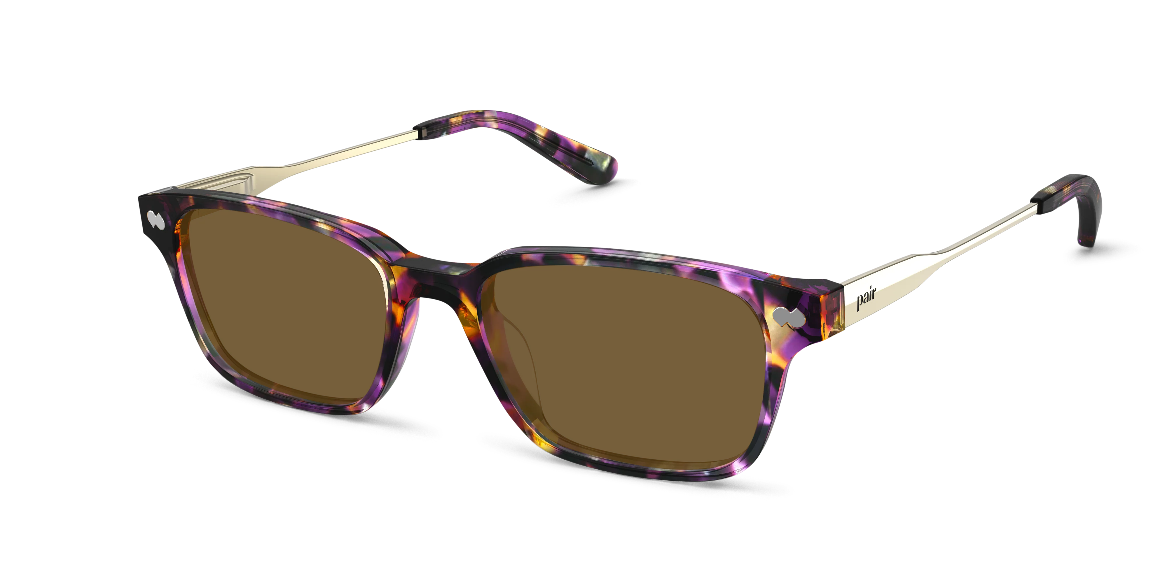 The Finley - Purple Confetti Tortoise Acetate Gold Metal Sun - Image 2