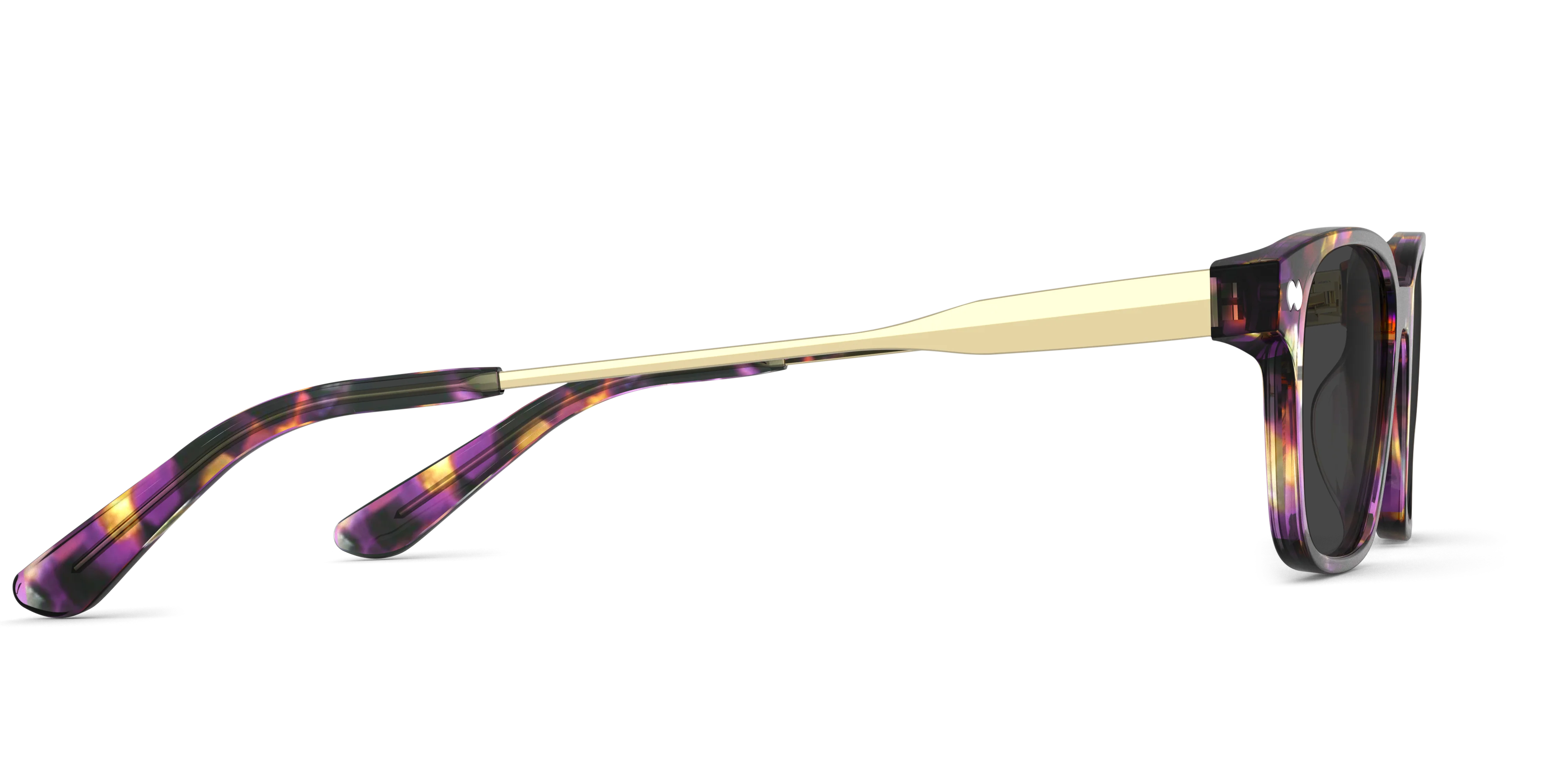 The Finley - Purple Confetti Tortoise Acetate Gold Metal Sun - Image 5