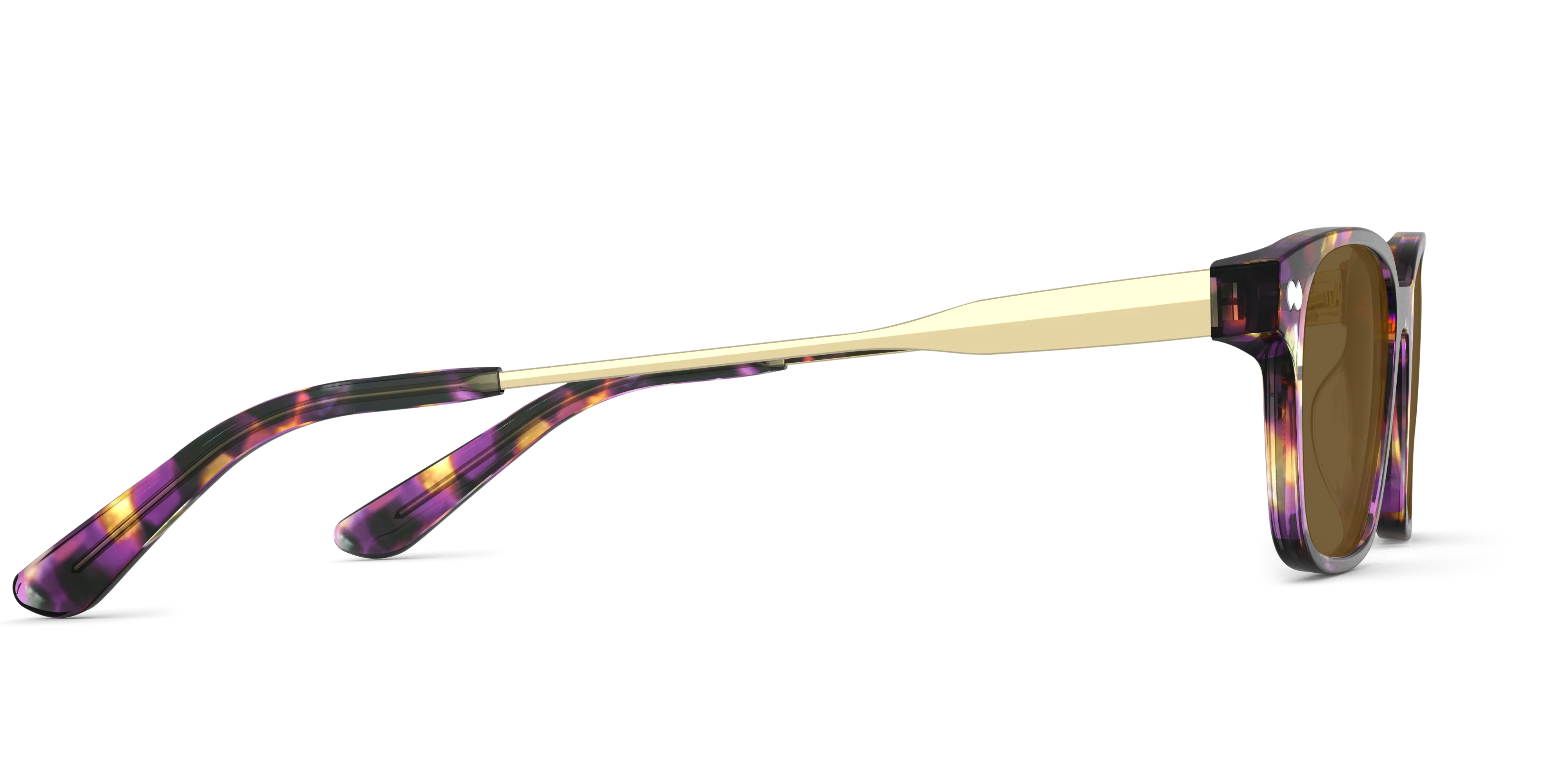 The Finley - Purple Confetti Tortoise Acetate Gold Metal Sun - Image 6