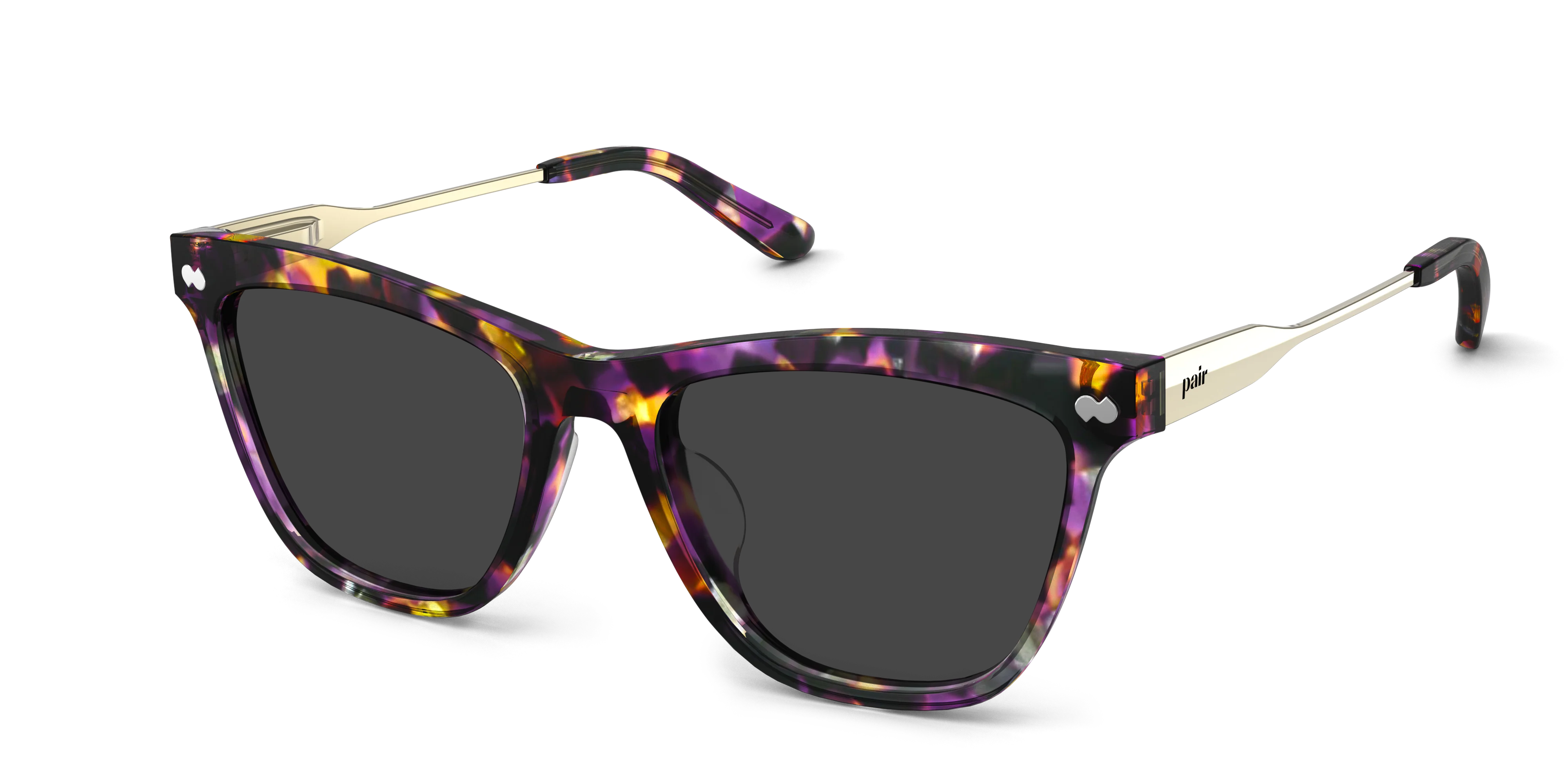 The Harper - Purple Confetti Tortoise Acetate Gold Metal Sun
