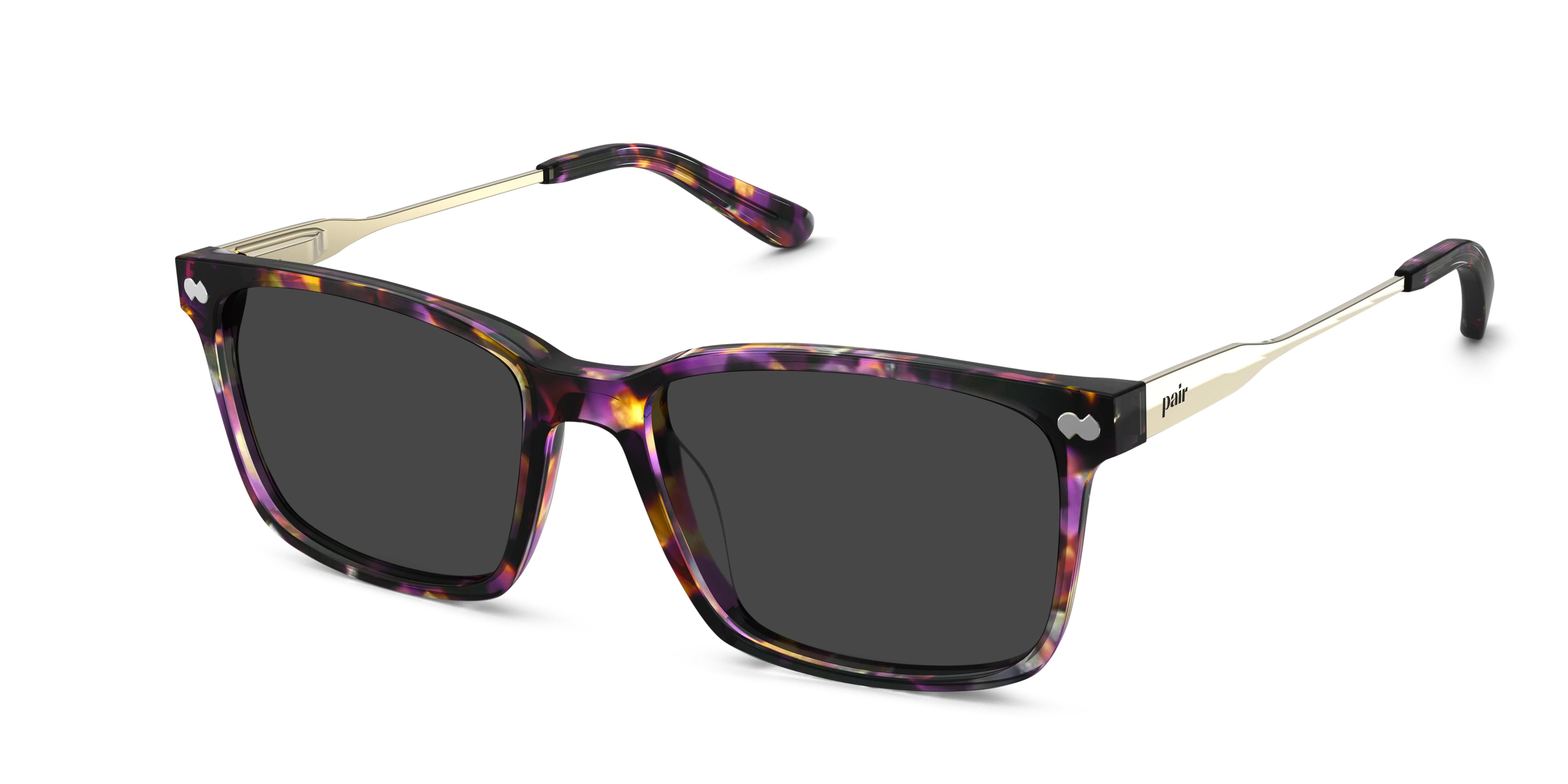 The Kirby - Purple Confetti Tortoise Acetate Gold Metal Sun