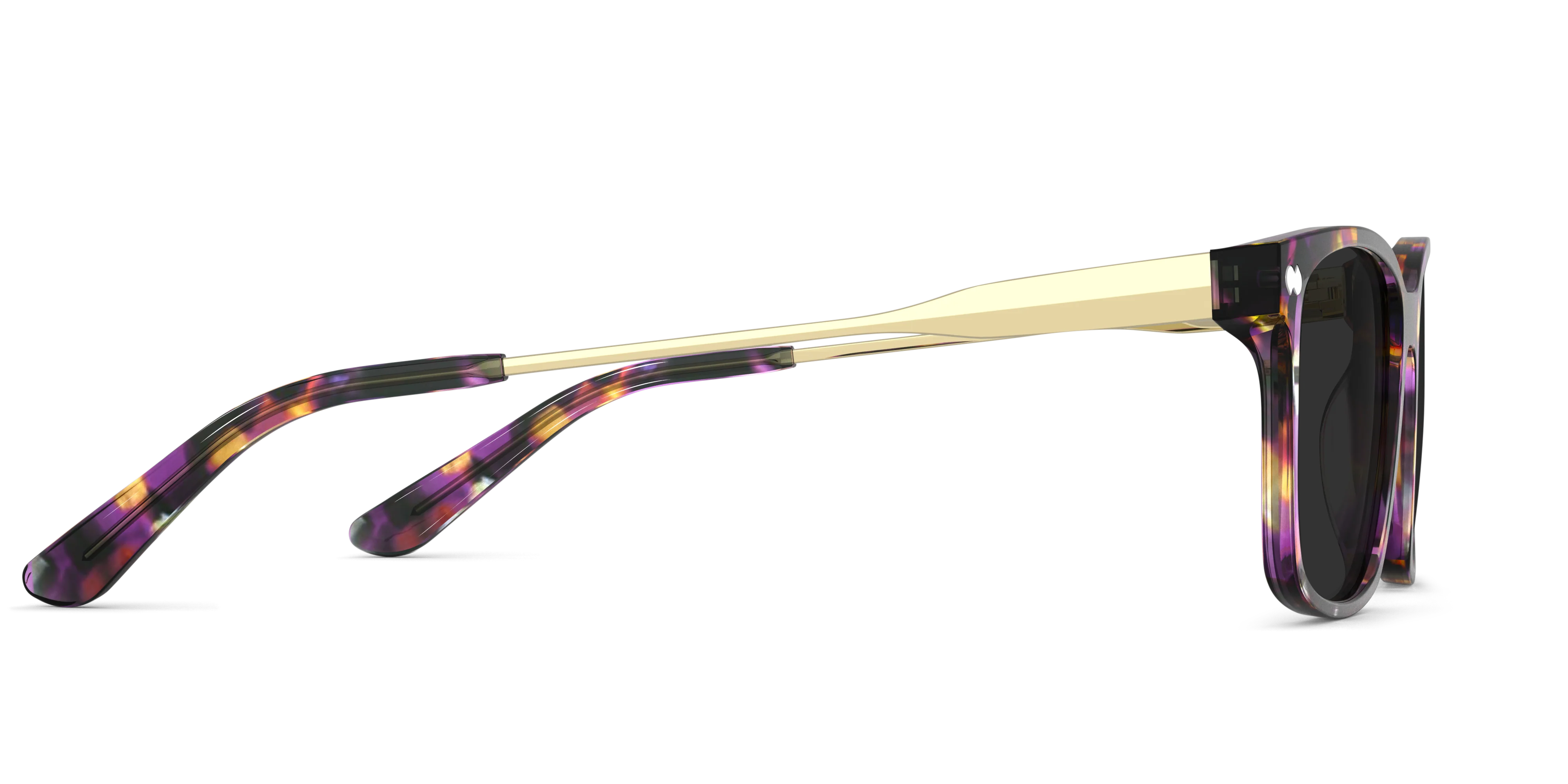 The Kirby - Purple Confetti Tortoise Acetate Gold Metal Sun - Image 5
