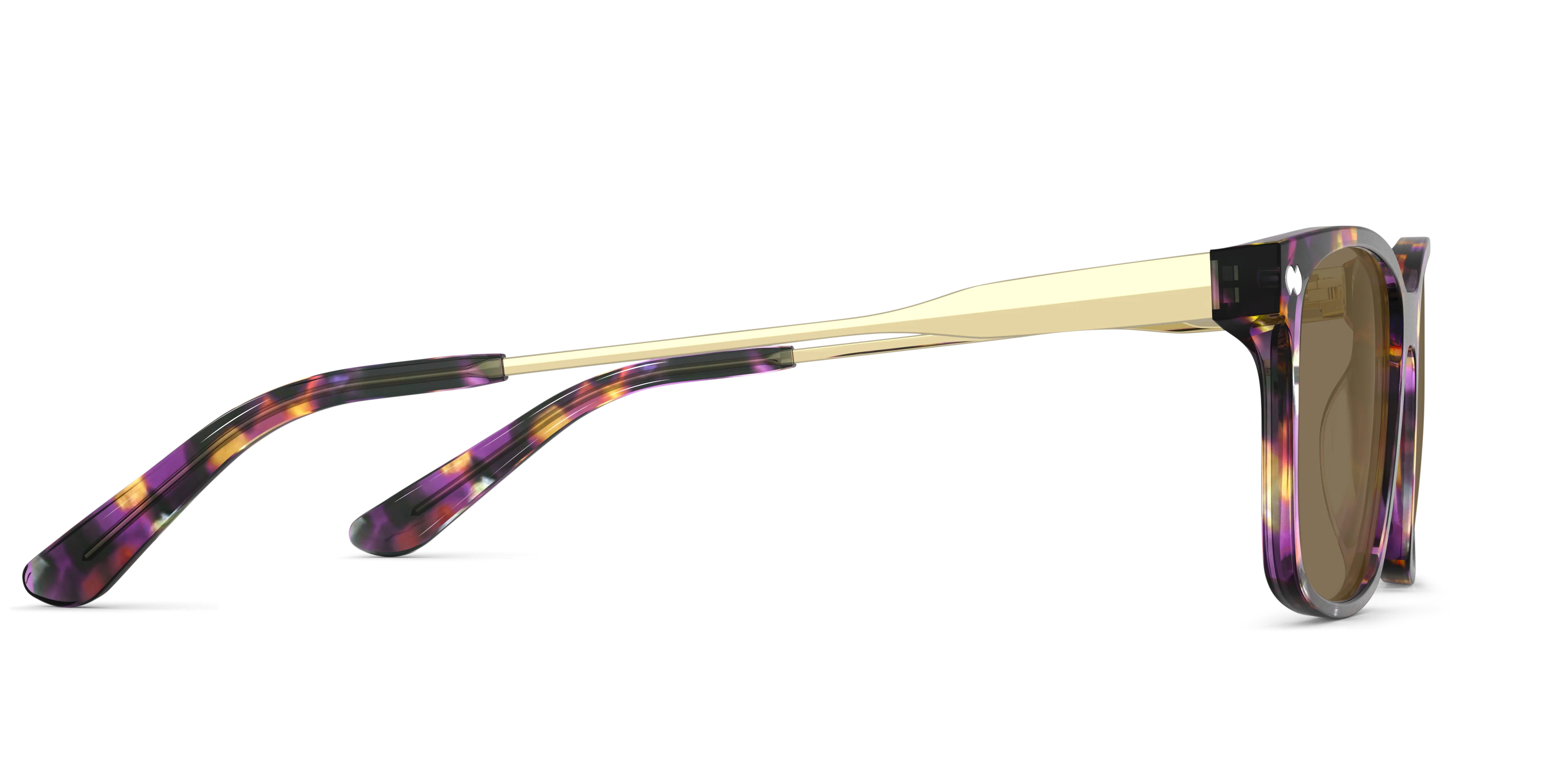 The Kirby - Purple Confetti Tortoise Acetate Gold Metal Sun - Image 6