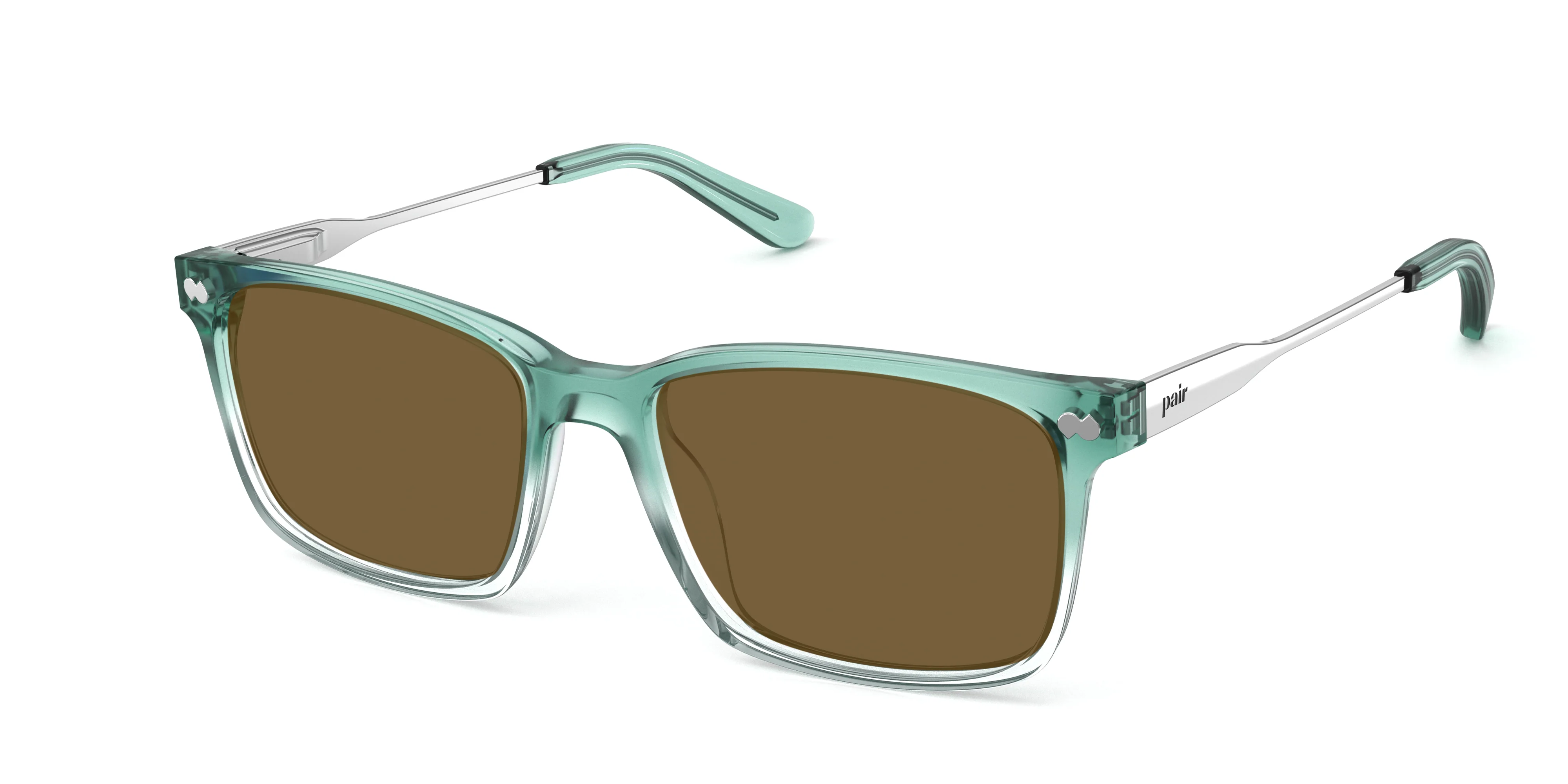 The Kirby - Teal Pearlized Gradient Acetate Silver Metal Sun - Image 2