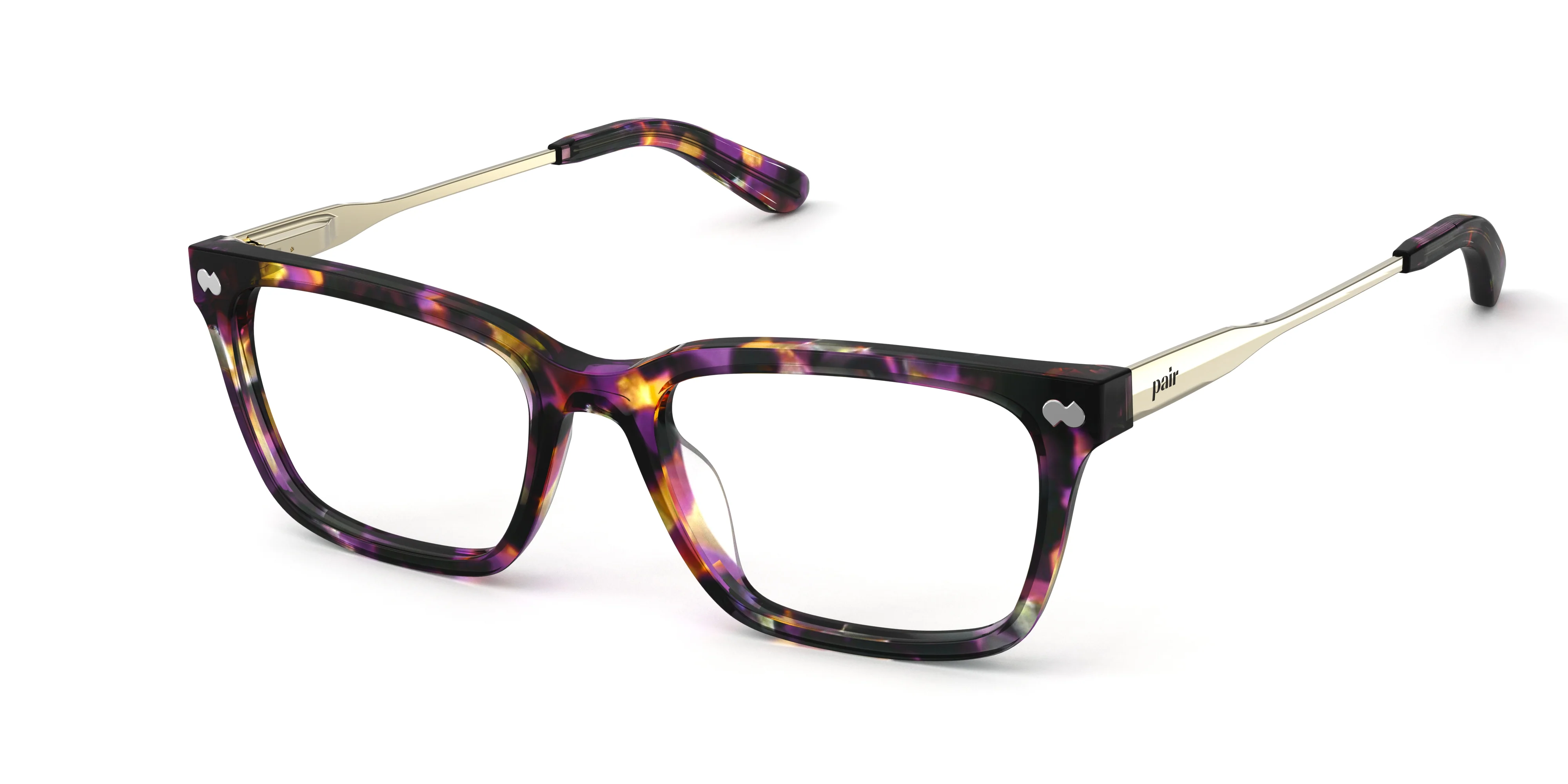 The Larkin - Purple Confetti Tortoise Acetate Gold Metal