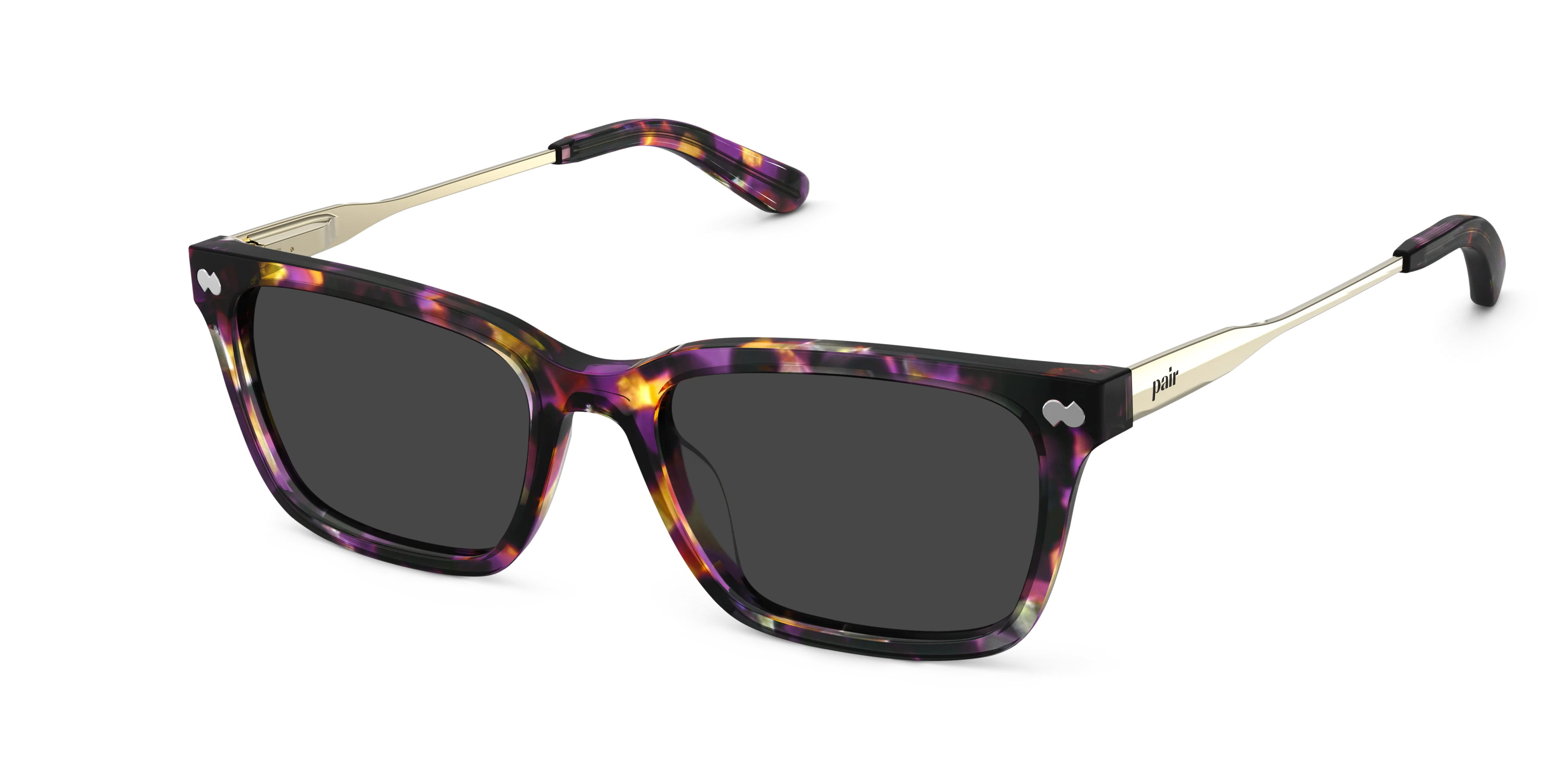 The Larkin - Purple Confetti Tortoise Acetate Gold Metal Sun