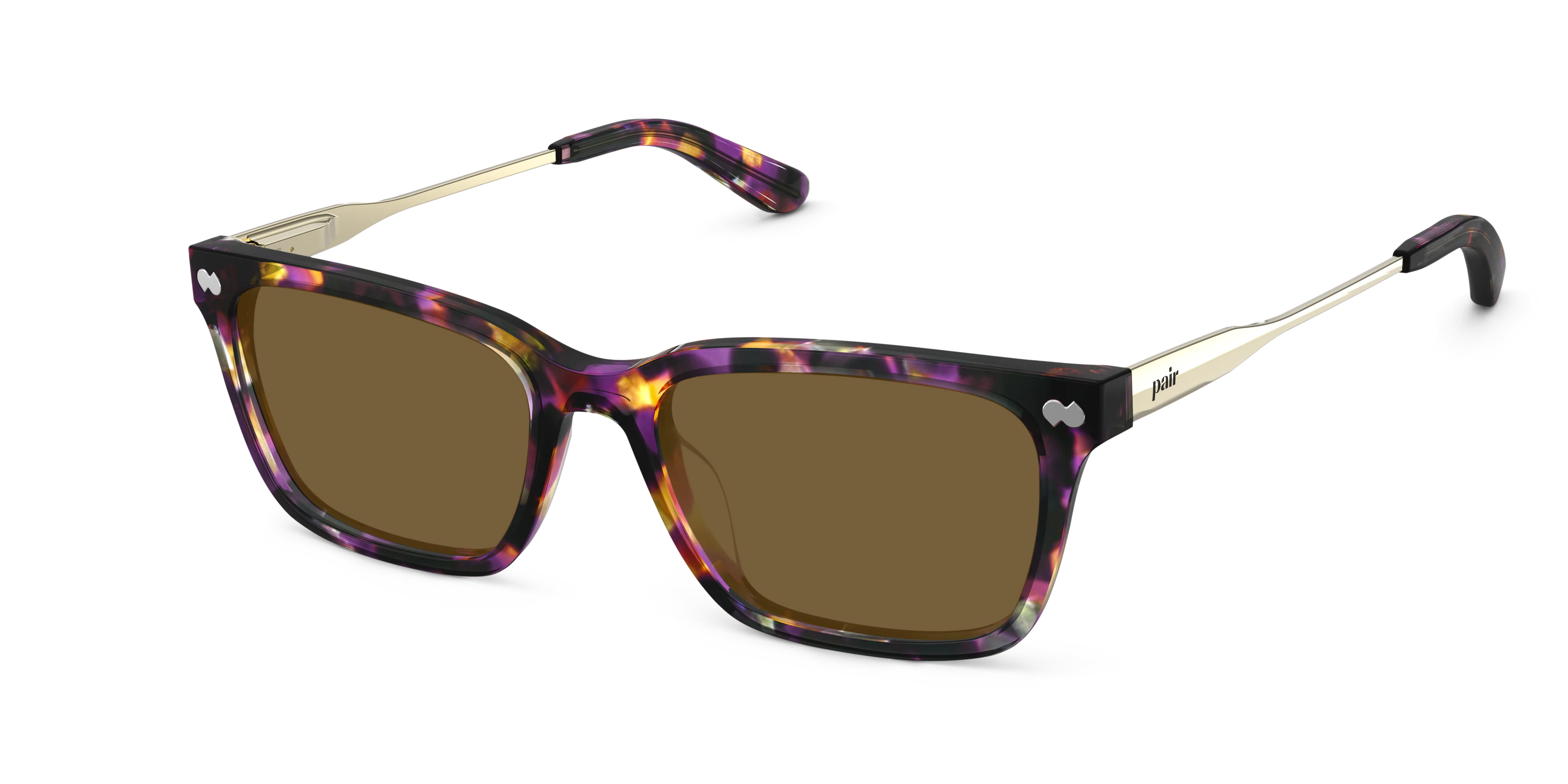 The Larkin - Purple Confetti Tortoise Acetate Gold Metal Sun - Image 2