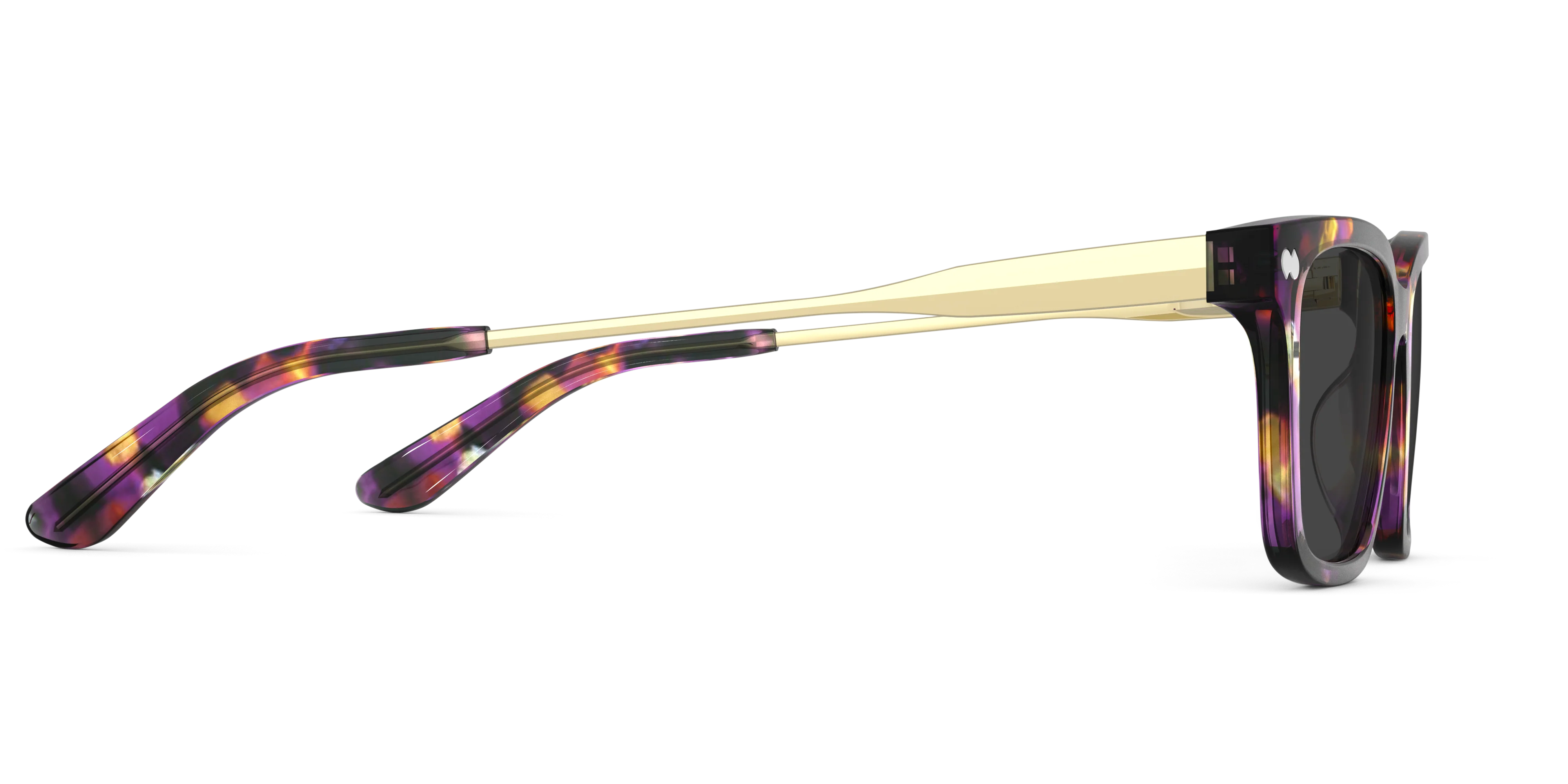 The Larkin - Purple Confetti Tortoise Acetate Gold Metal Sun - Image 5