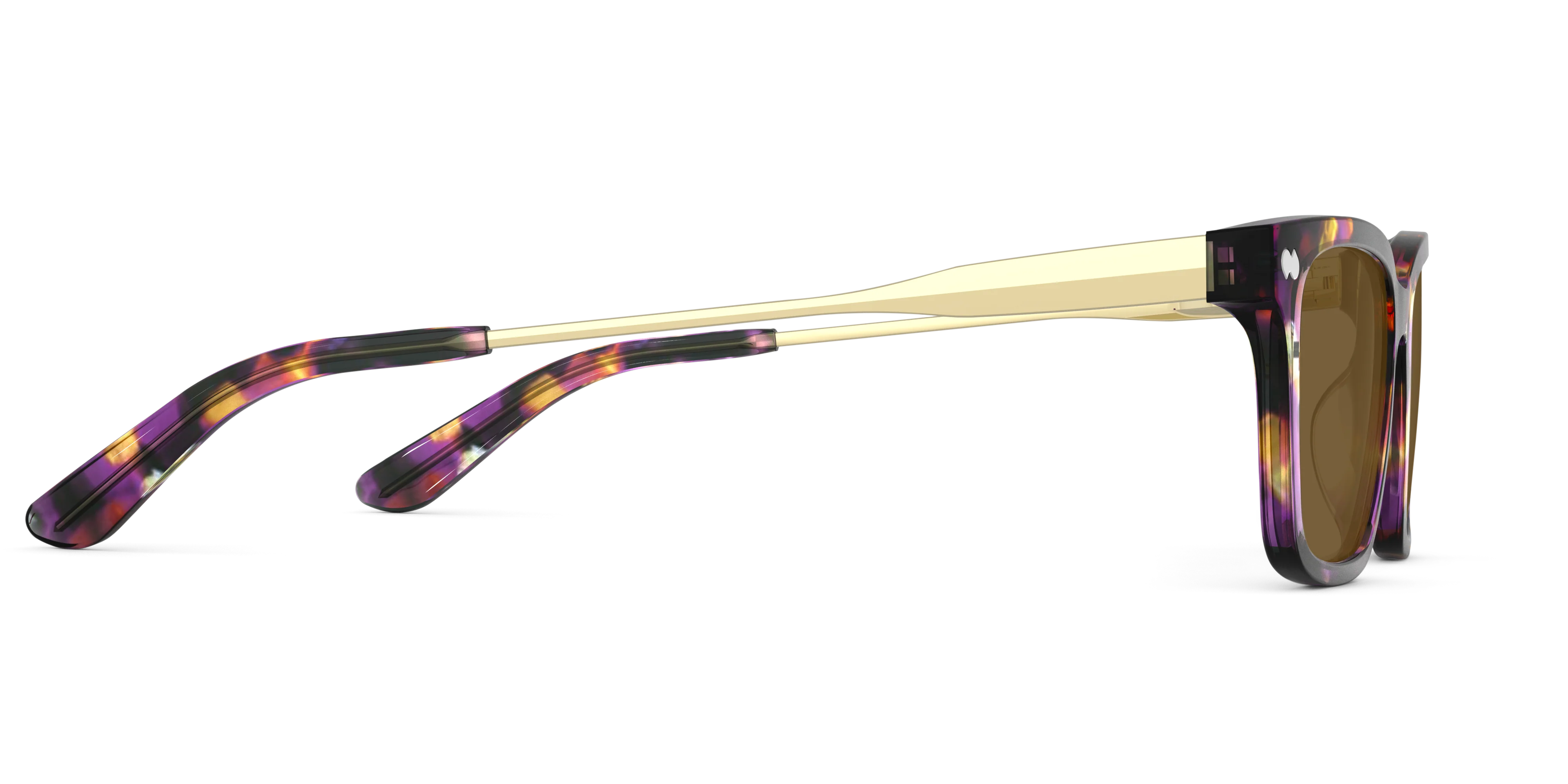 The Larkin - Purple Confetti Tortoise Acetate Gold Metal Sun - Image 6