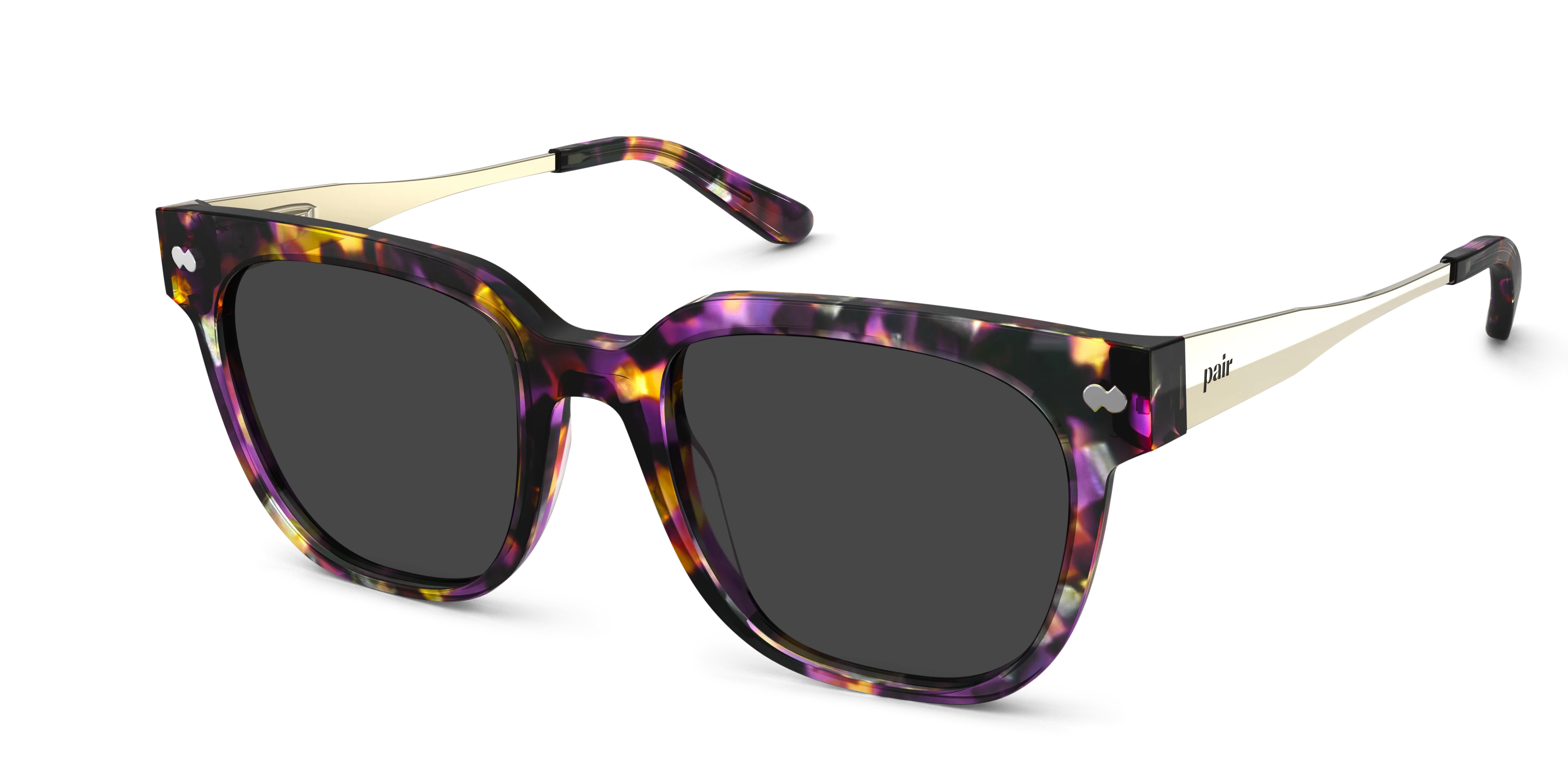 The Murphy - Purple Confetti Tortoise Acetate Gold Metal Sun