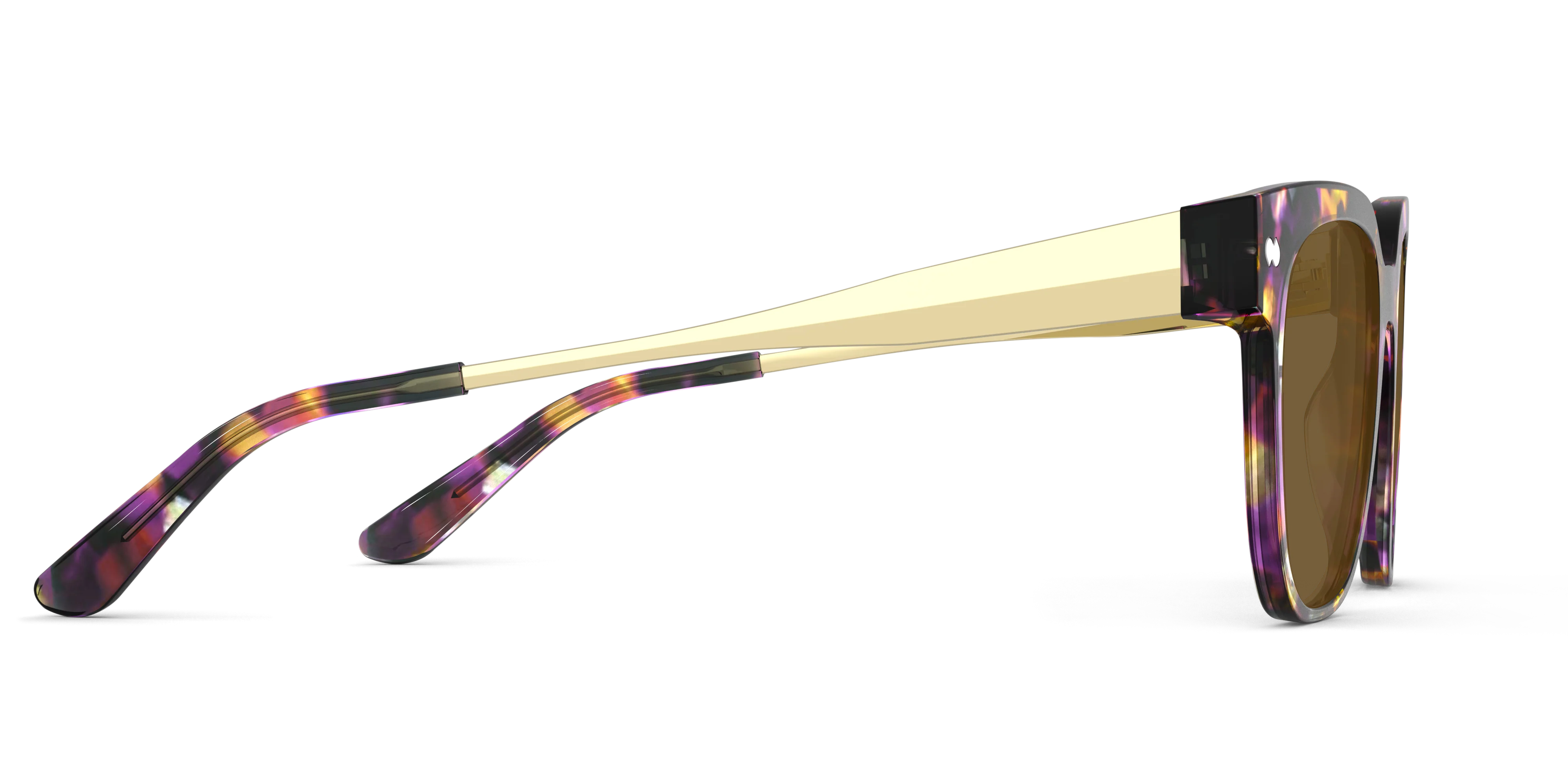 The Murphy - Purple Confetti Tortoise Acetate Gold Metal Sun - Image 6