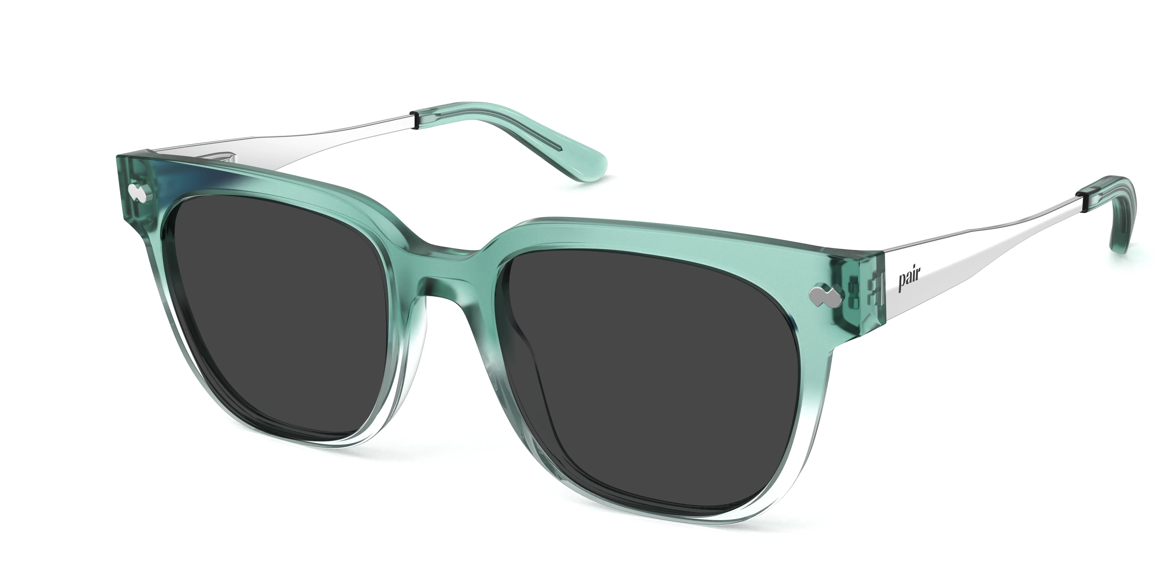 The Murphy - Teal Pearlized Gradient Acetate Silver Metal Sun