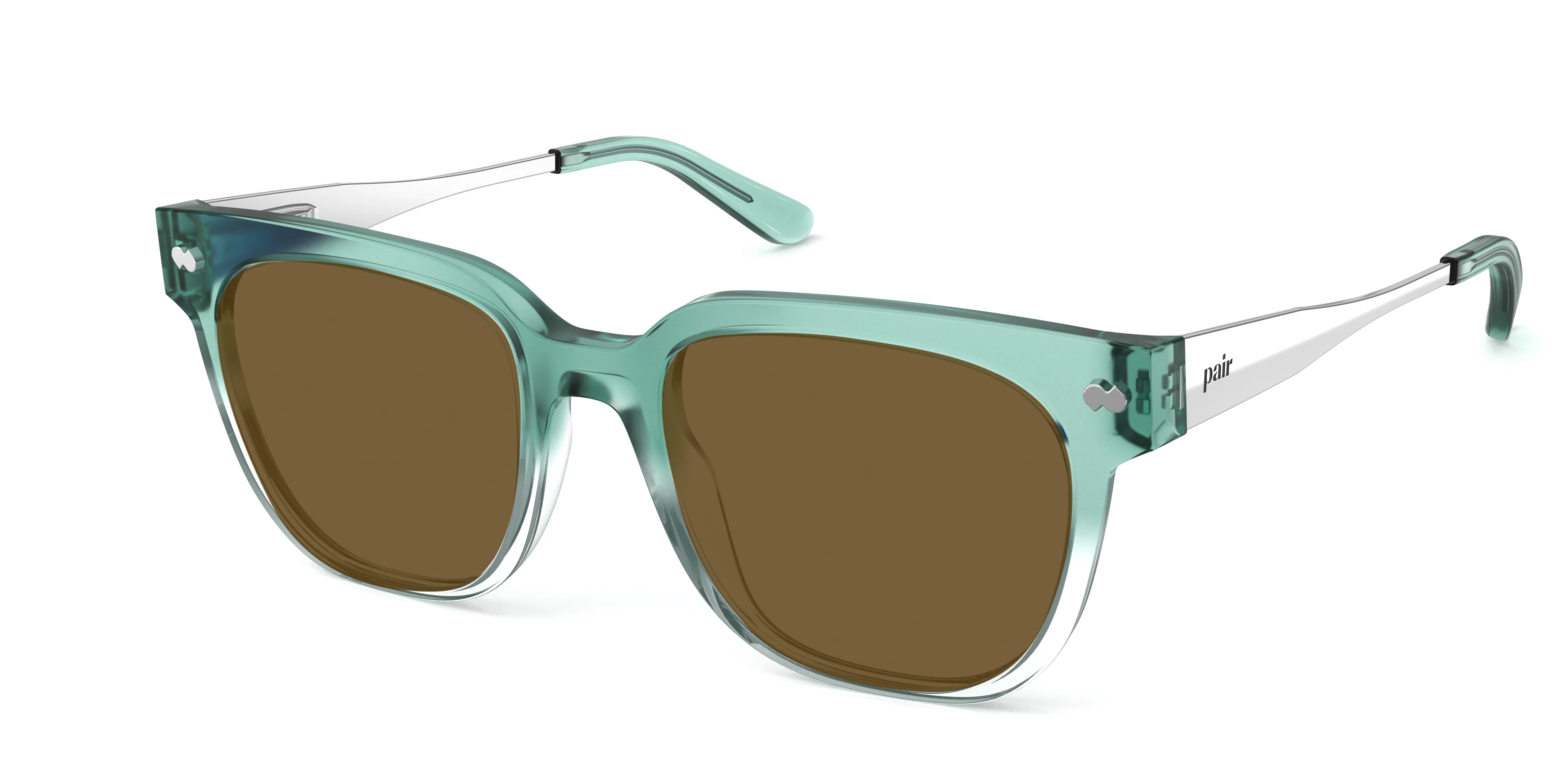 The Murphy - Teal Pearlized Gradient Acetate Silver Metal Sun - Image 2