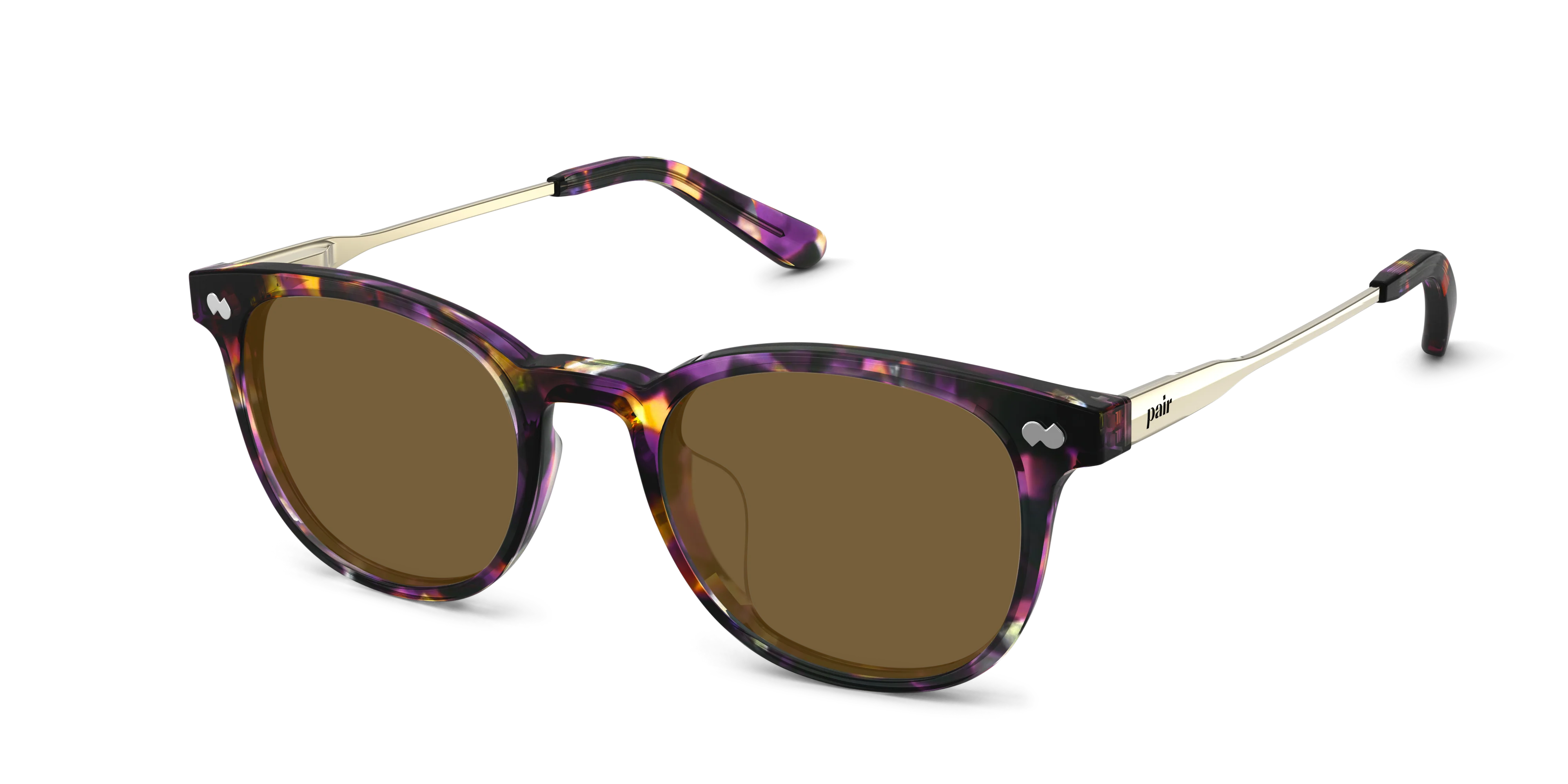 The Reese - Purple Confetti Tortoise Acetate Gold Metal Sun - Image 2