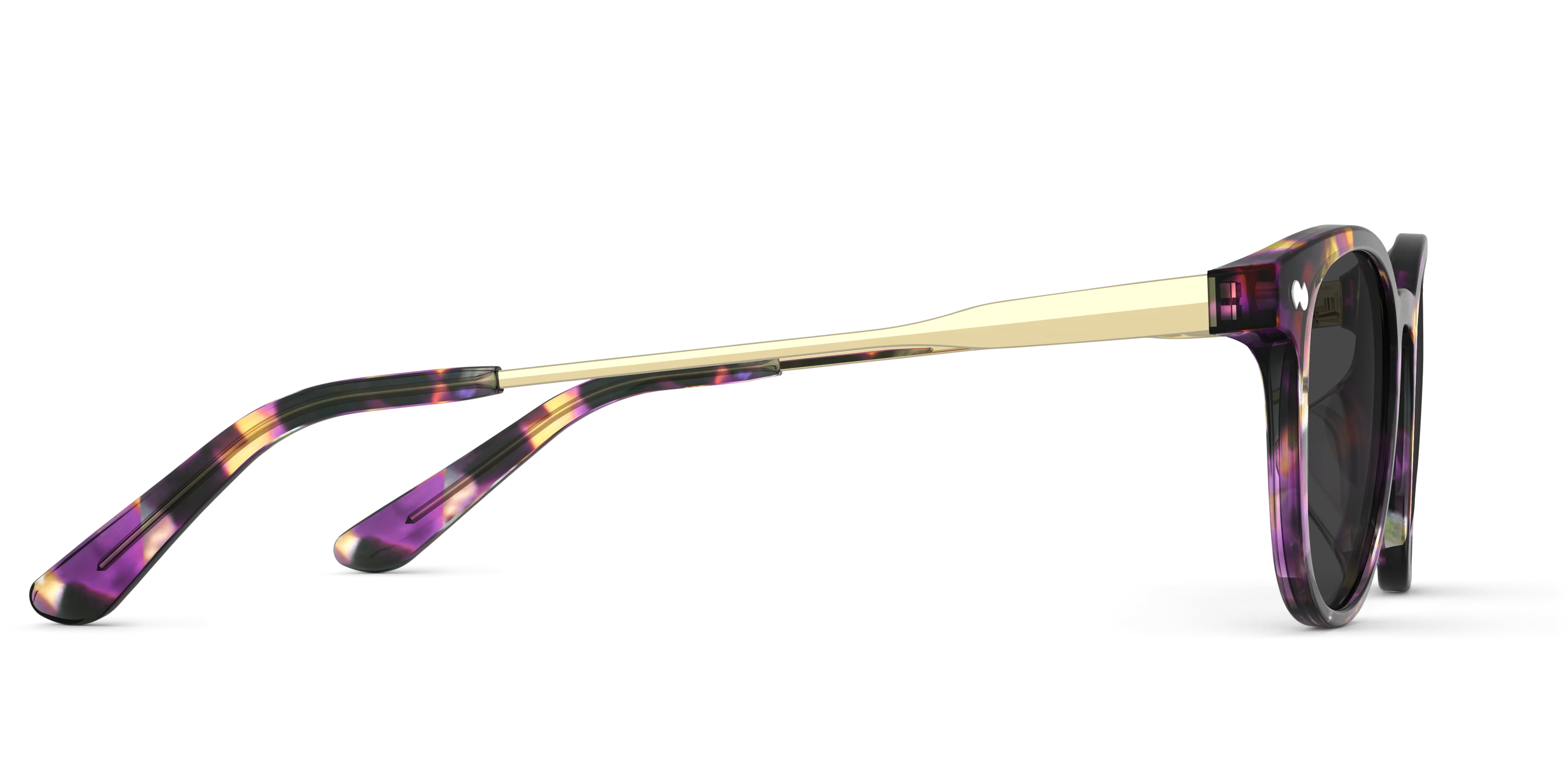 The Reese - Purple Confetti Tortoise Acetate Gold Metal Sun - Image 5