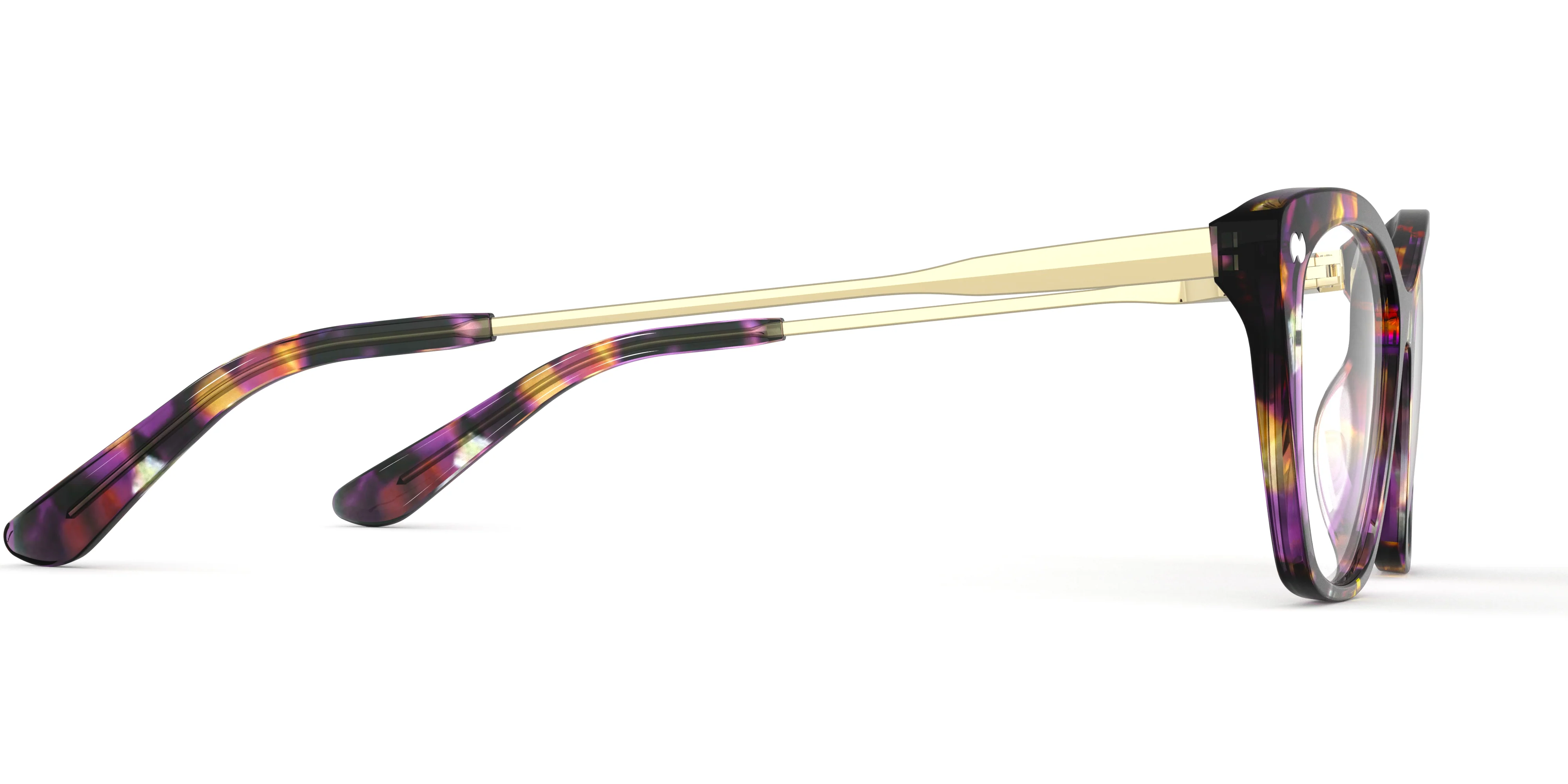 The Wanda - Purple Confetti Tortoise Acetate Gold Metal - Image 3