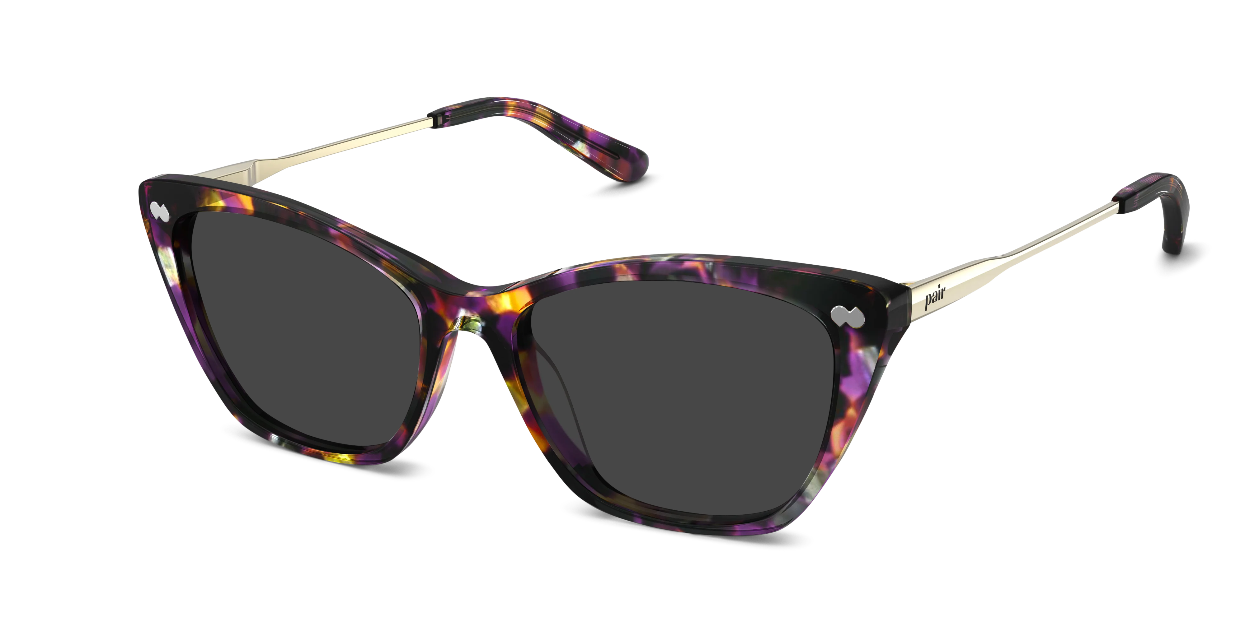 The Wanda - Purple Confetti Tortoise Acetate Gold Metal Sun