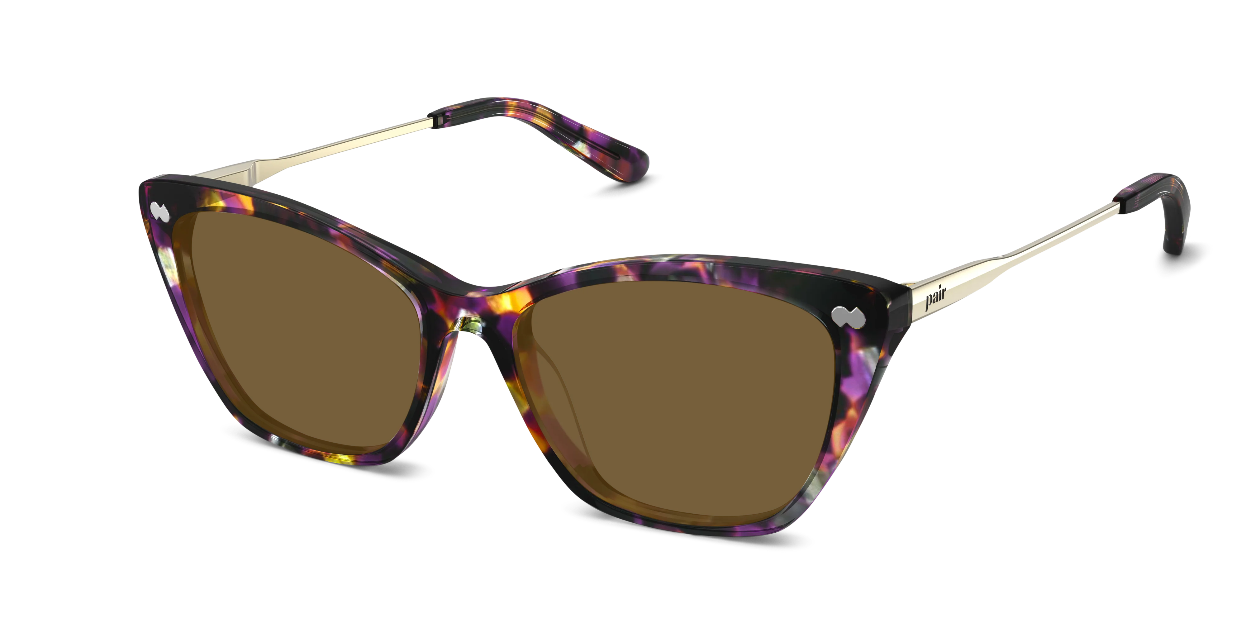 The Wanda - Purple Confetti Tortoise Acetate Gold Metal Sun - Image 2
