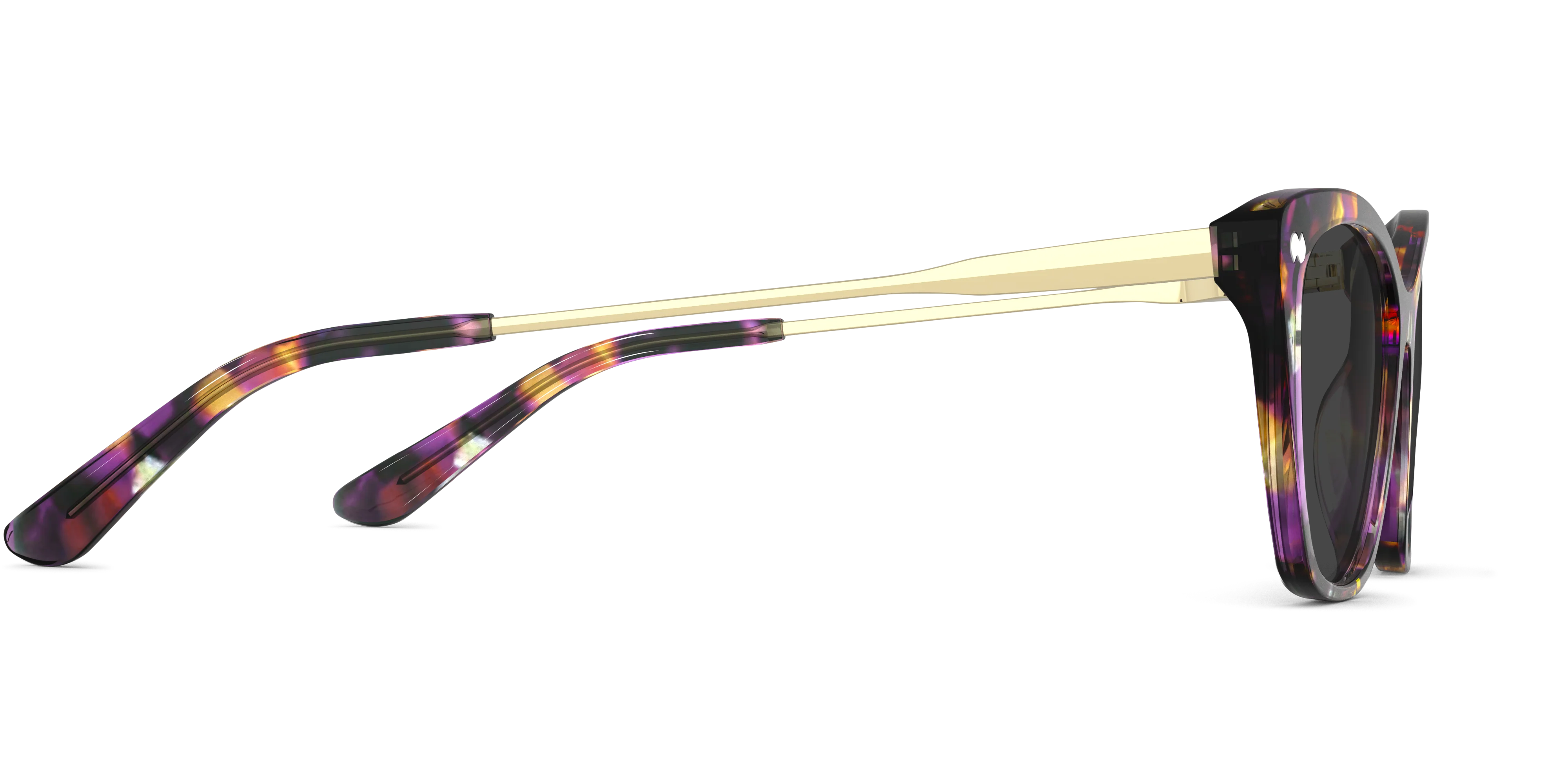 The Wanda - Purple Confetti Tortoise Acetate Gold Metal Sun - Image 5