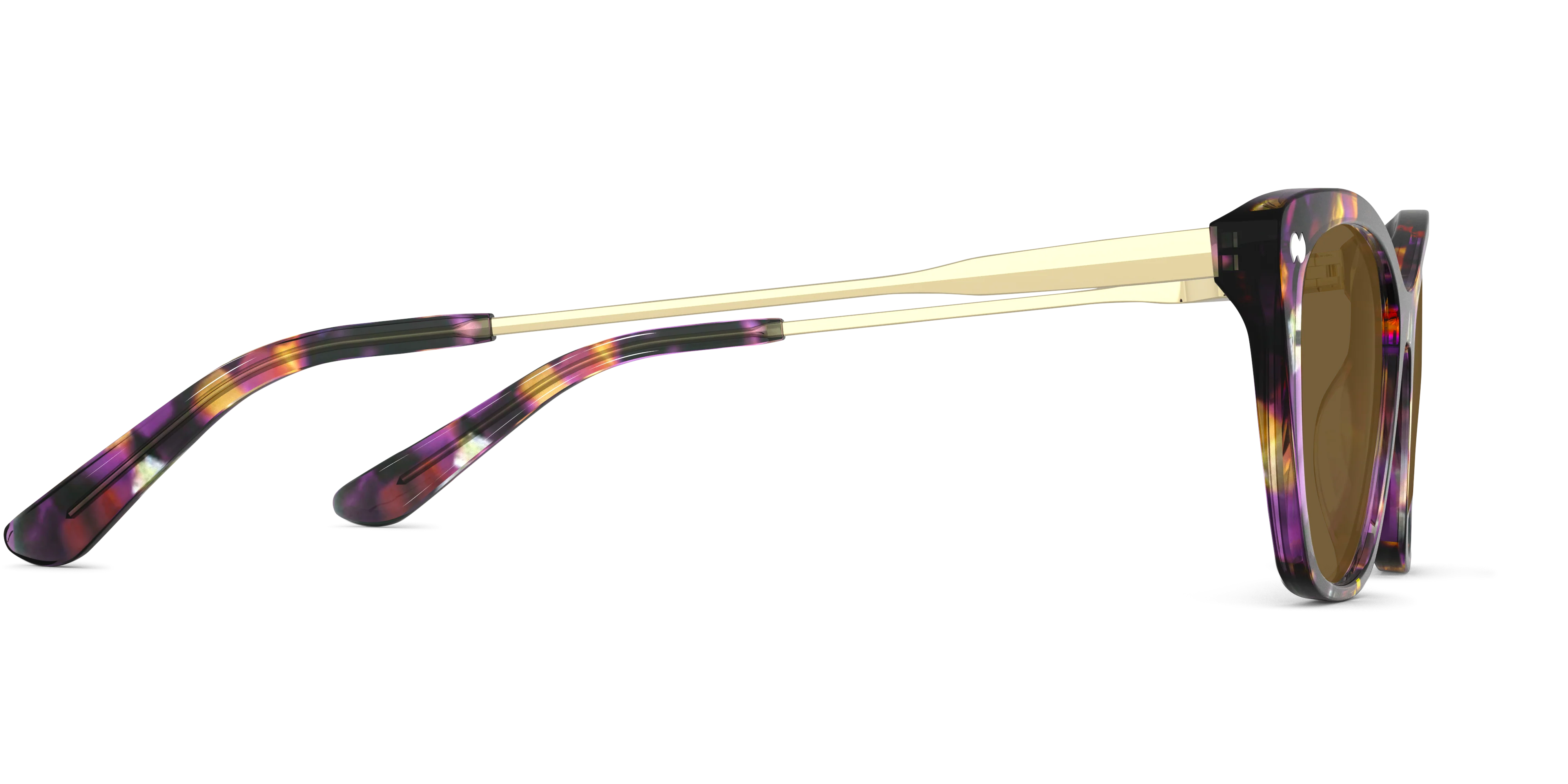 The Wanda - Purple Confetti Tortoise Acetate Gold Metal Sun - Image 6